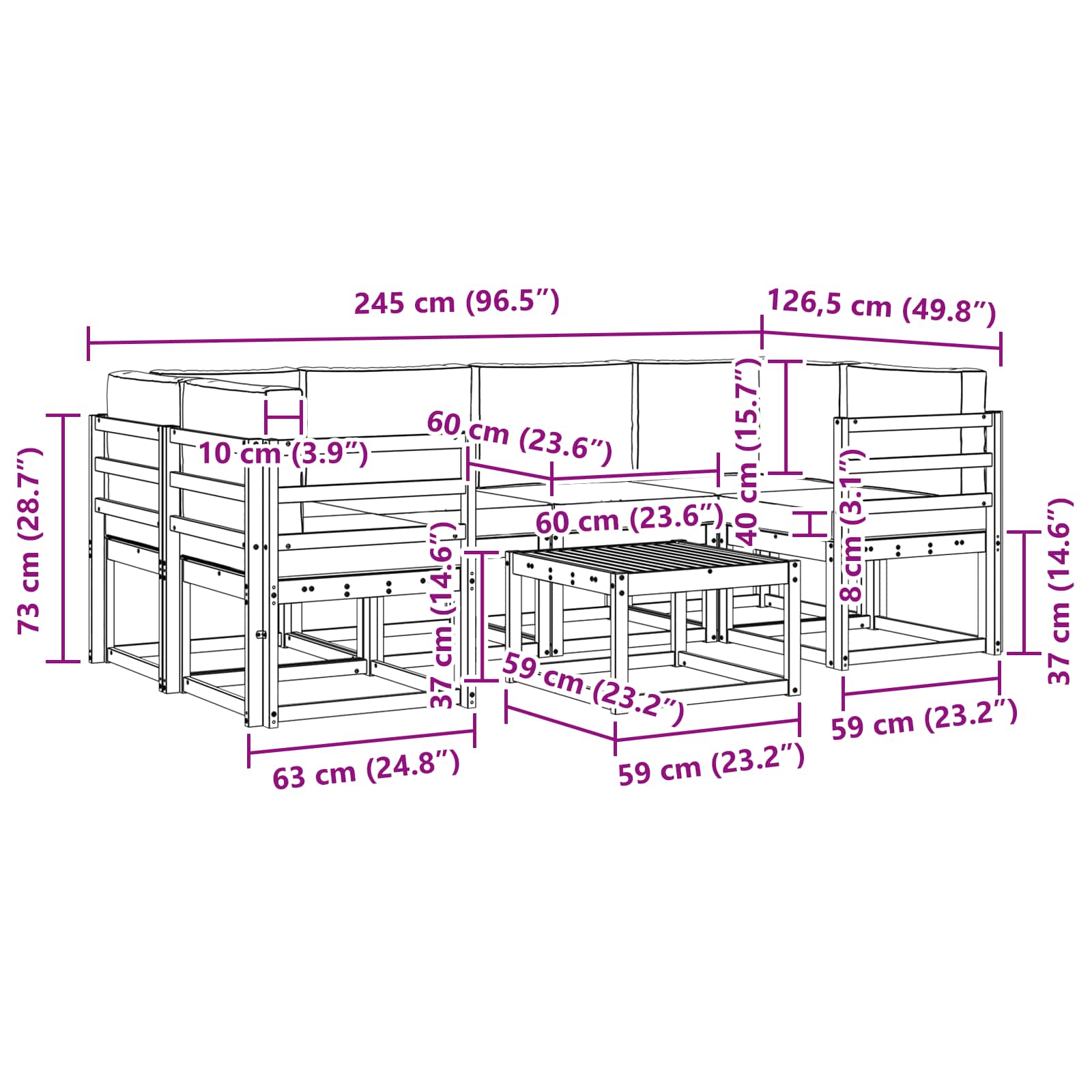 Set vanjskih sofa s jastukom 7 pcs Bijela i krem