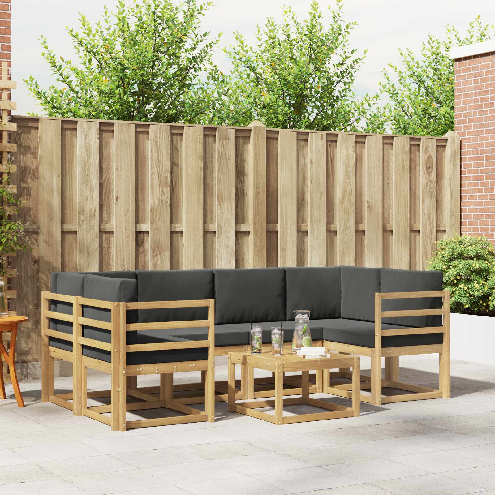 Set vanjskih sofa s jastukom 7 pcs Bijela i antracit