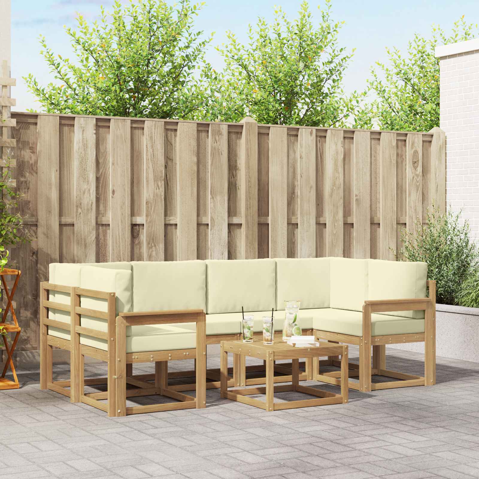 Set vanjskih sofa s jastukom 7 pcs Bijela i krem