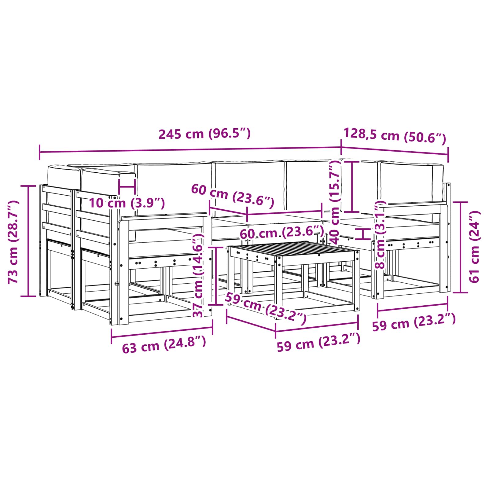 Set vanjskih sofa s jastukom 7 pcs Bijela i krem