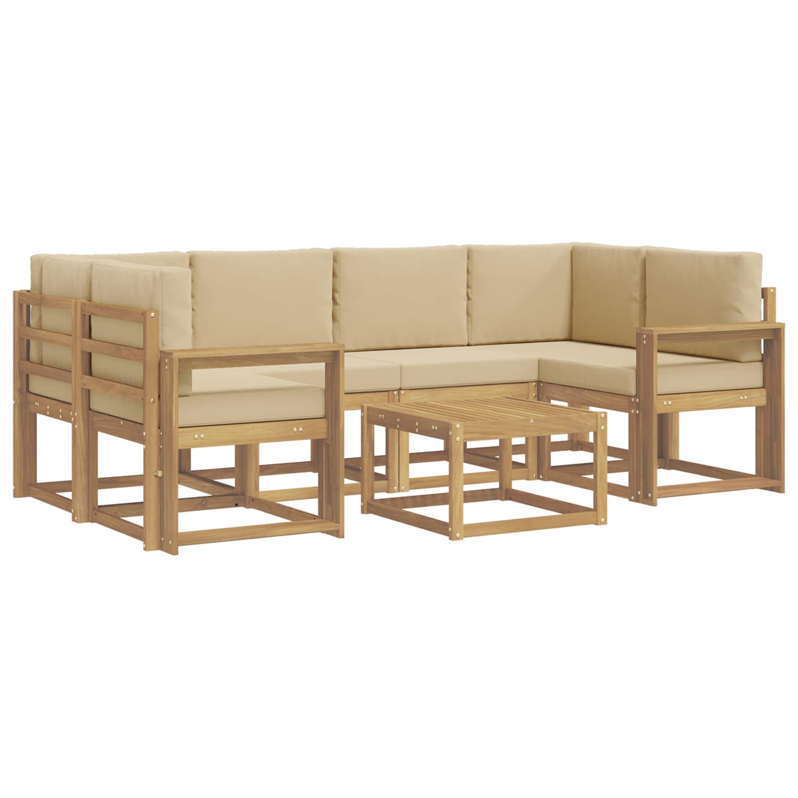 Set vanjskih sofa s jastukom 7 pcs Bijela i bež