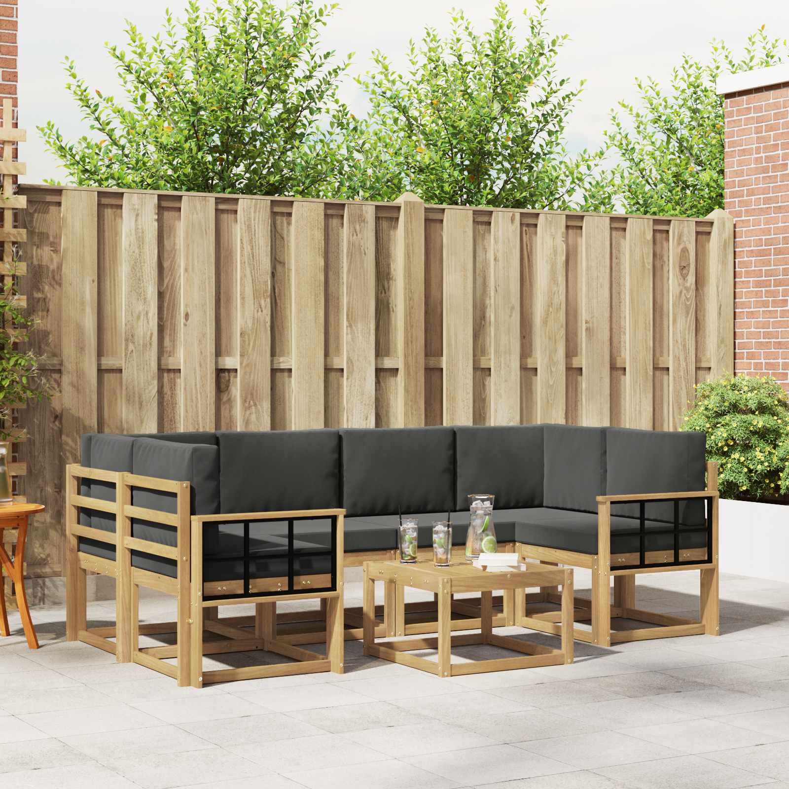 Set vanjskih sofa s jastukom 7 pcs Bijela i antracit