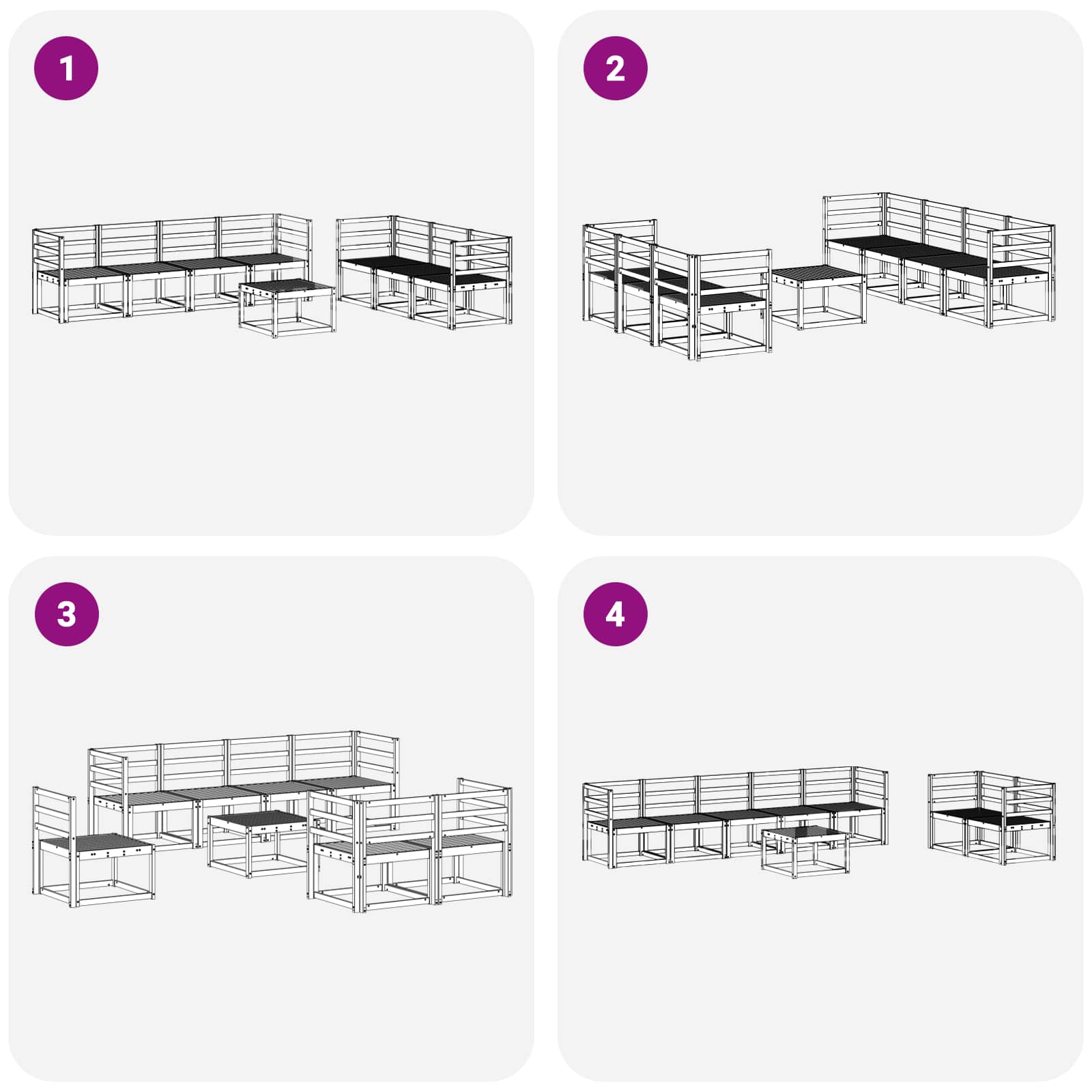 Set vanjskih sofa 8 pcs Bijela 59 x 59 x 37 cm