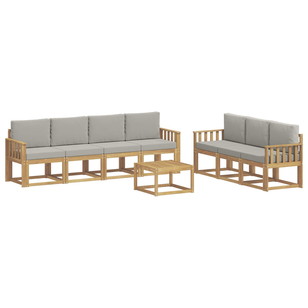 Set vanjskih sofa 8 kom. Bijela i svjetlosiva Poliester