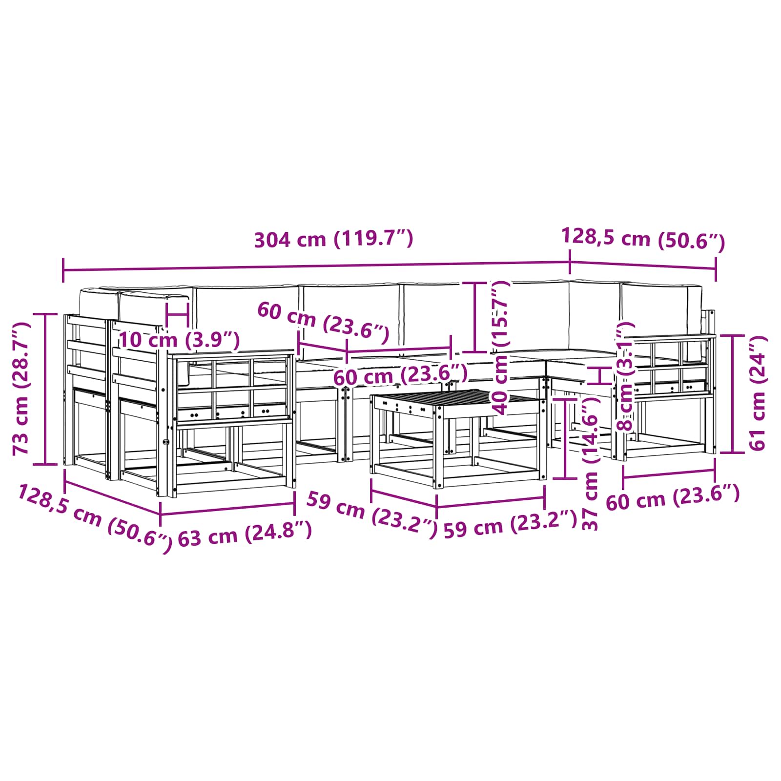 Set vanjskih sofa 6 kom.