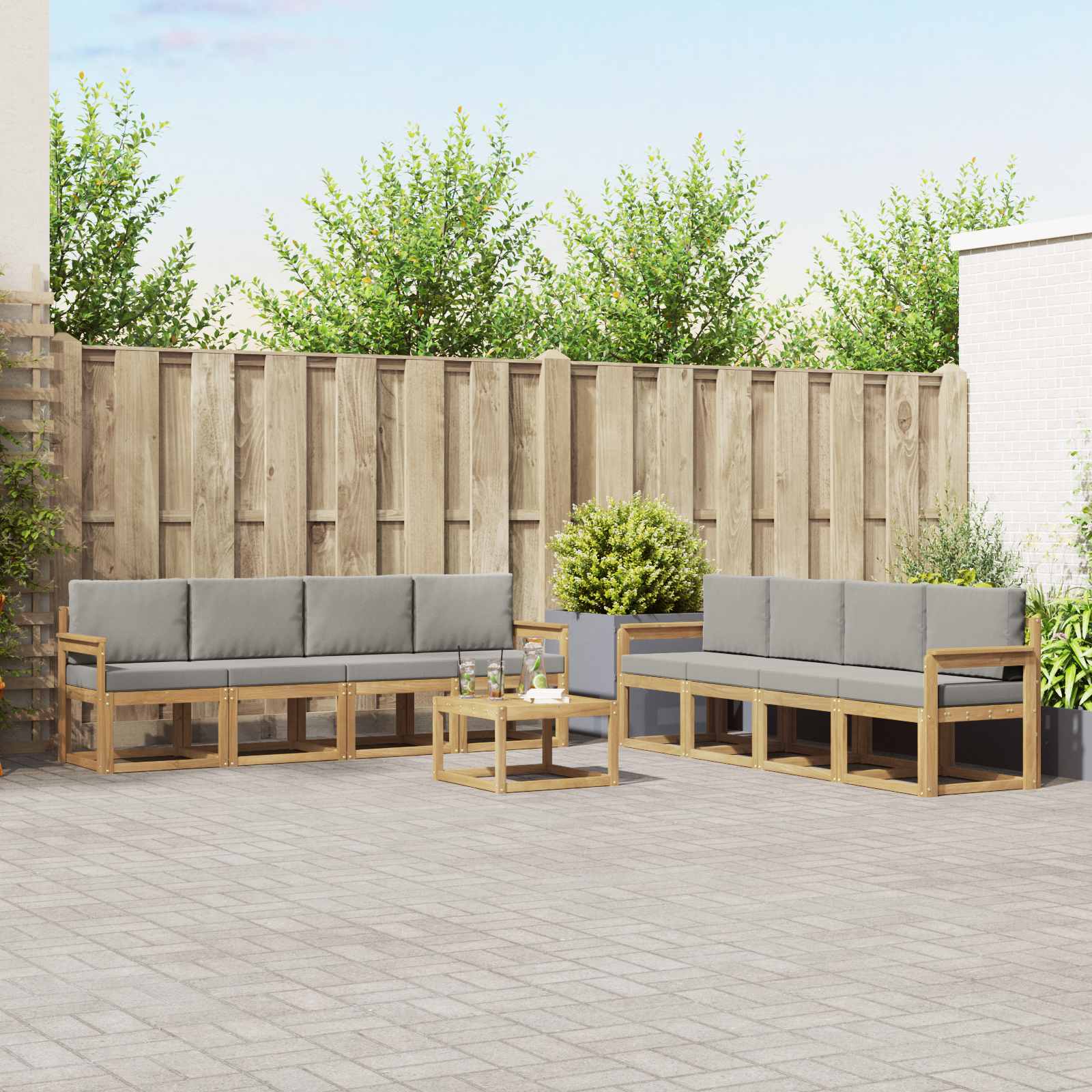 Set vanjskih sofa 9 pcs Bijela i svjetlosiva 59 x 59 x 37 cm