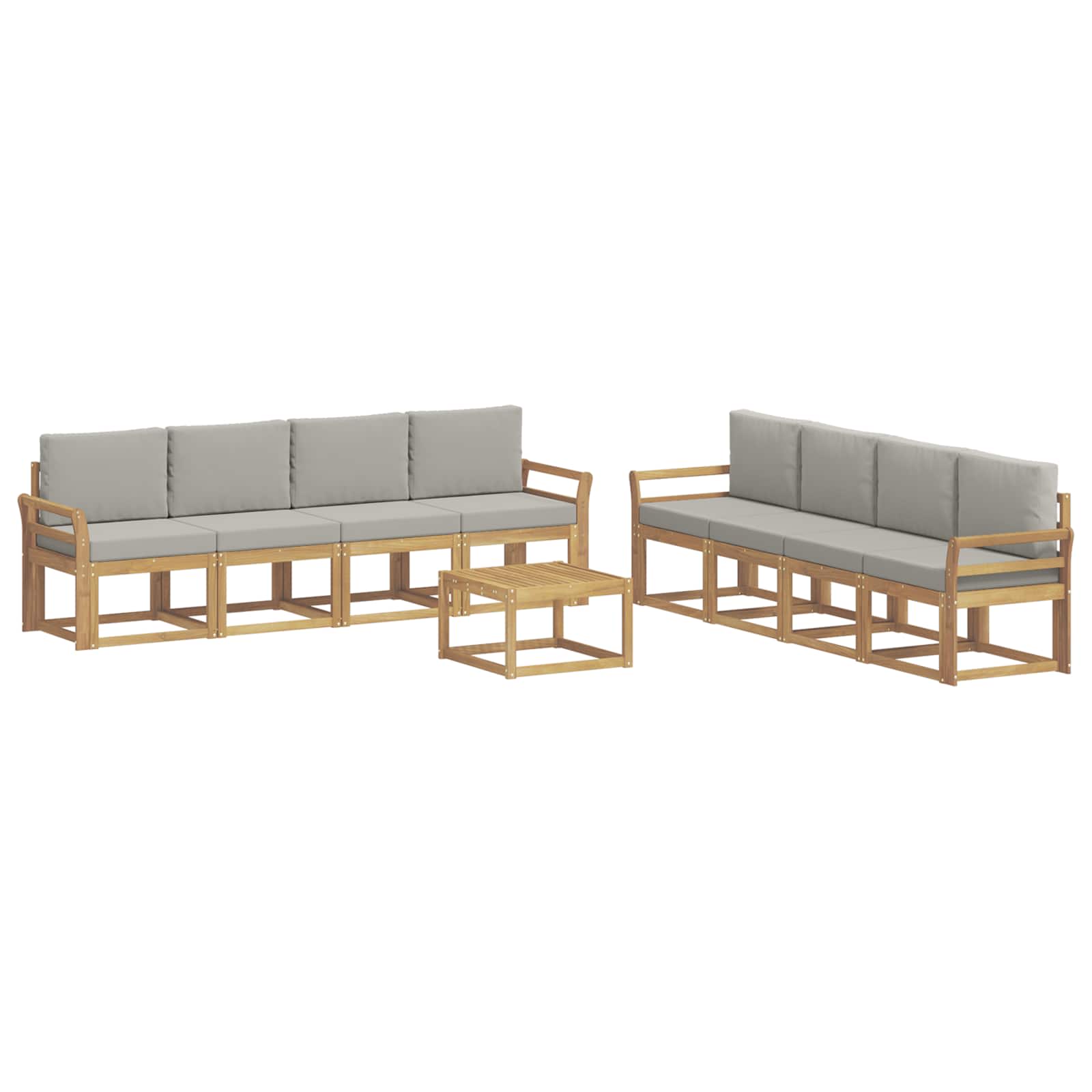 Set vanjskih sofa 9 kom. Bijela i svjetlosiva Poliester