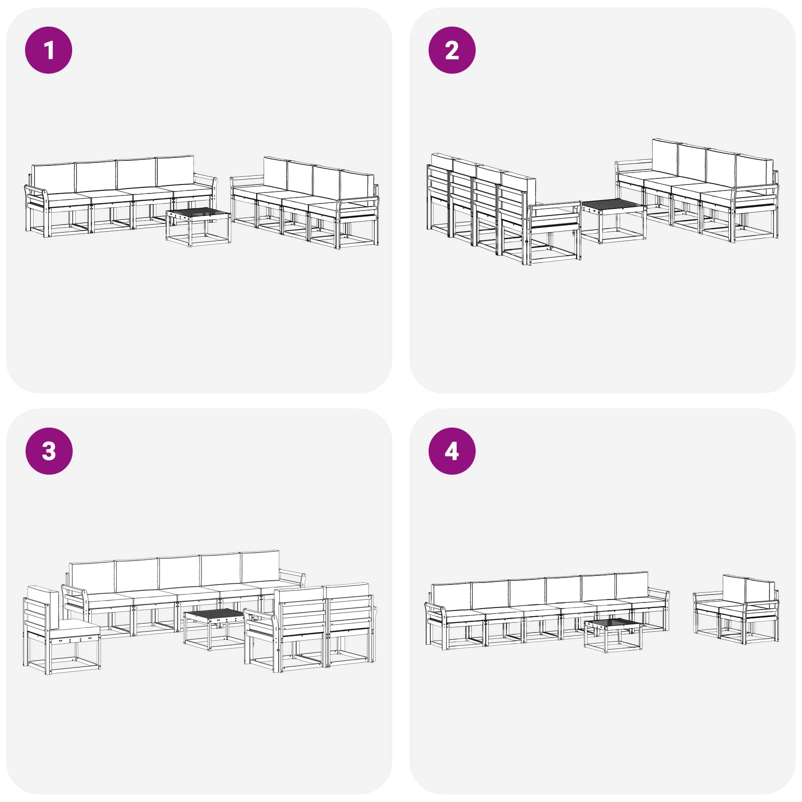 Set vanjskih sofa 9 kom. Bijela i svjetlosiva Poliester