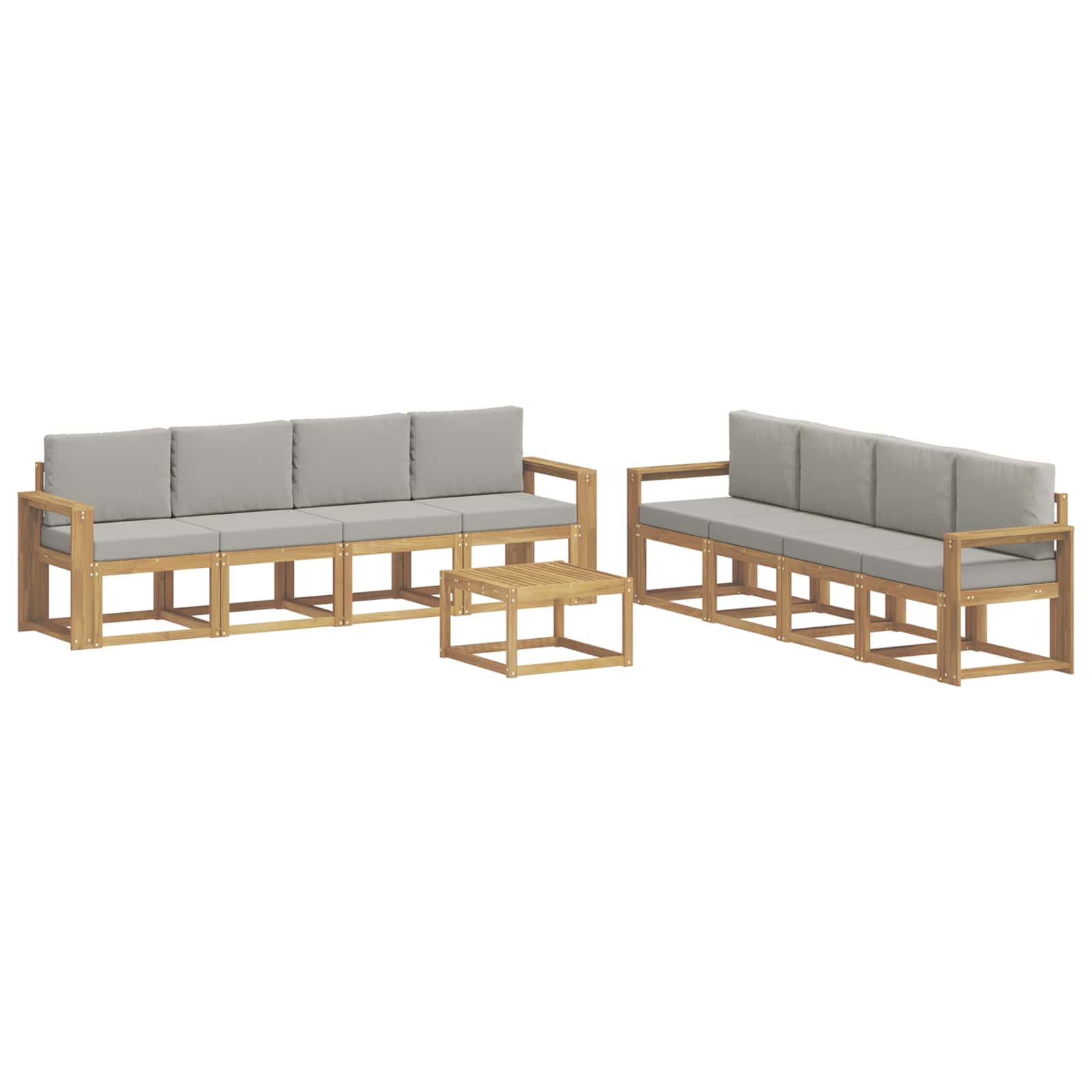 Set vanjskih sofa 9 kom. Bijela i svjetlosiva Poliester