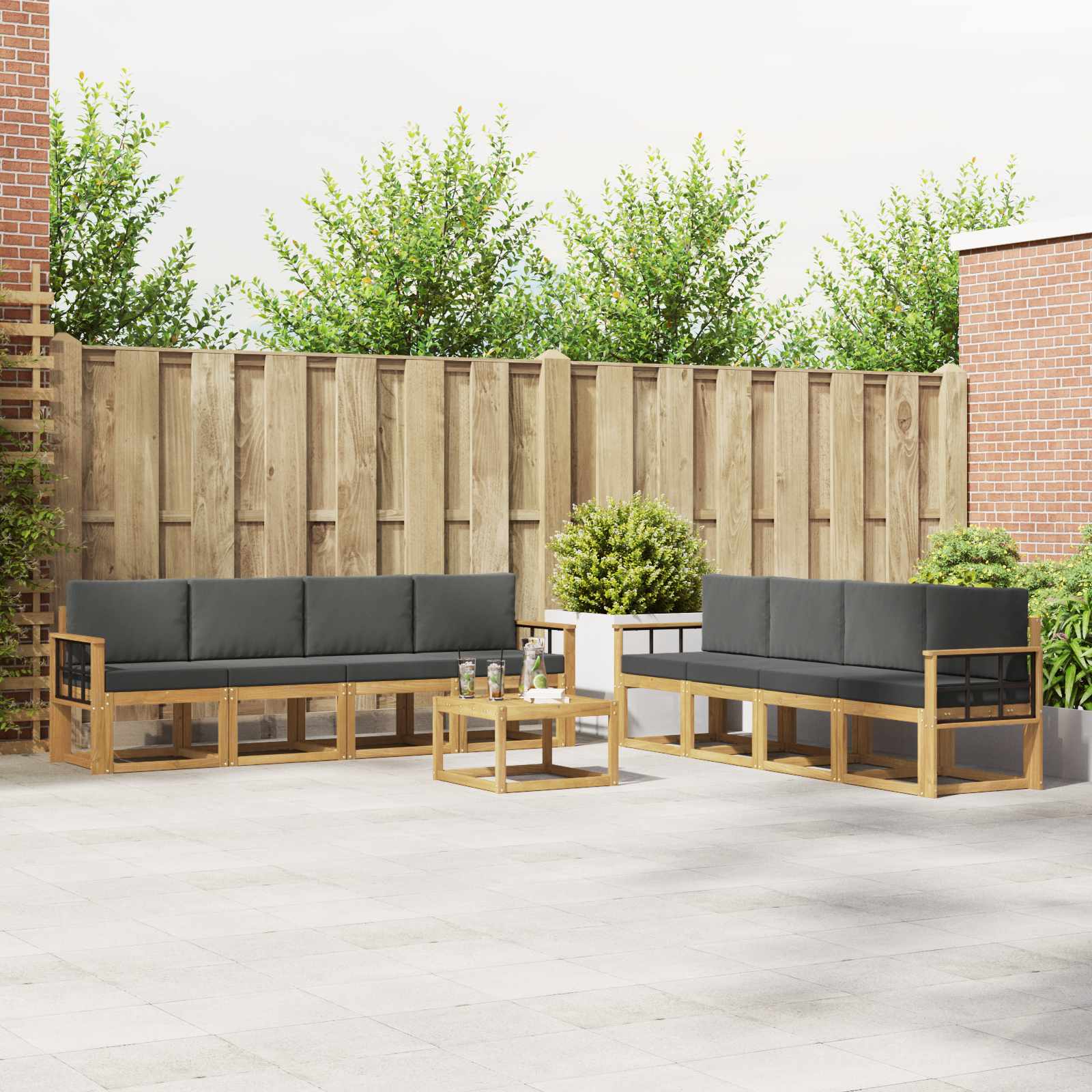 Set vanjskih sofa s jastukom 9 pcs Bijela i antracit