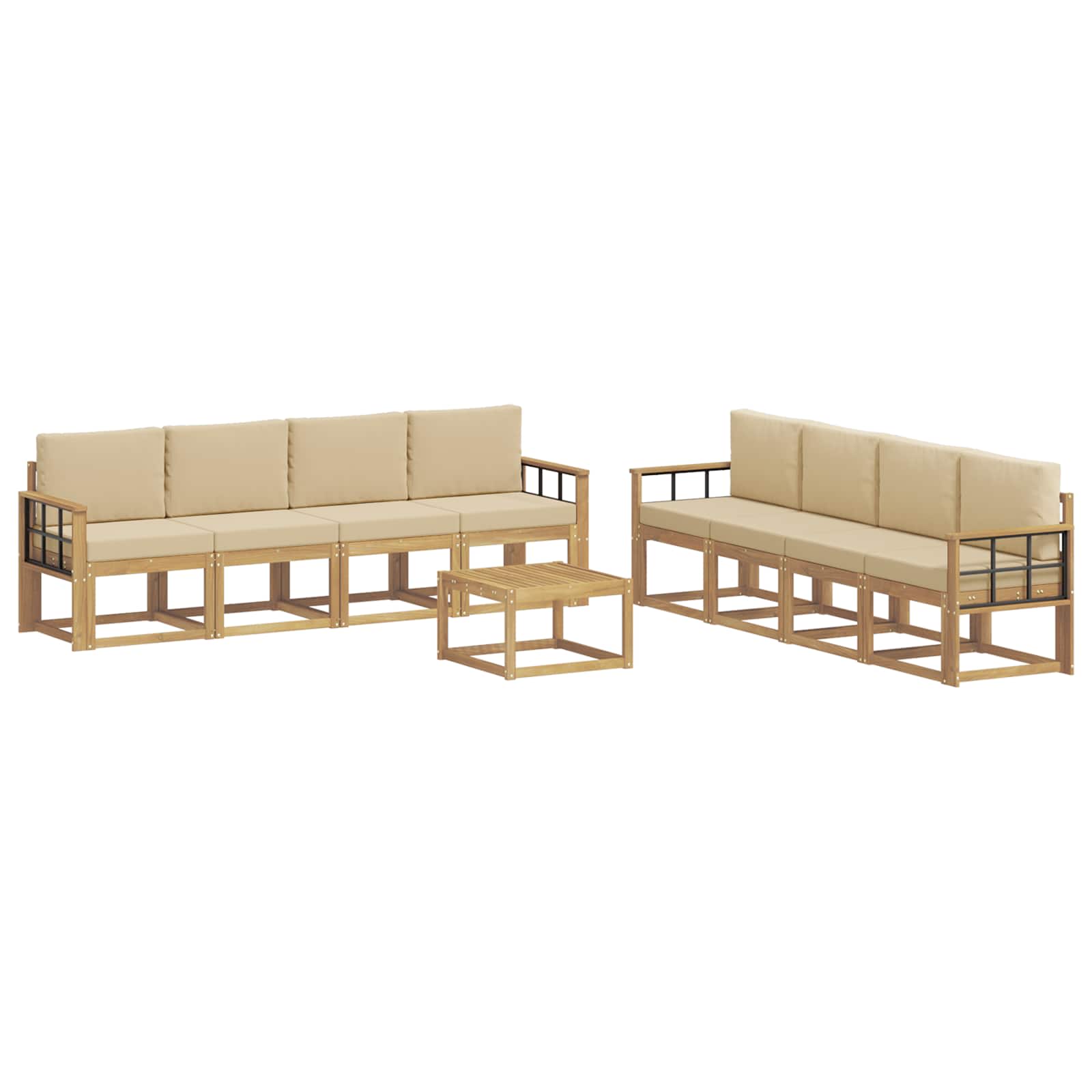 Set vanjskih sofa s jastukom 9 pcs Bijela i bež