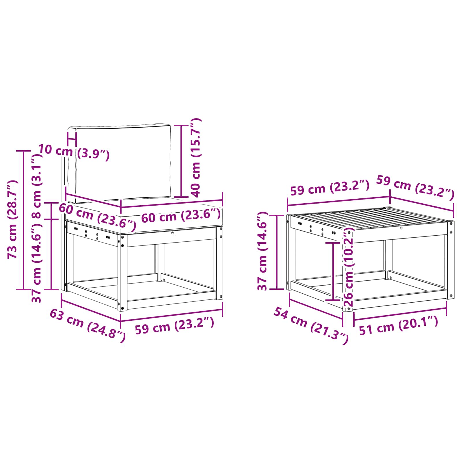 Set vanjskih sofa s jastukom 9 pcs Bijela i krem