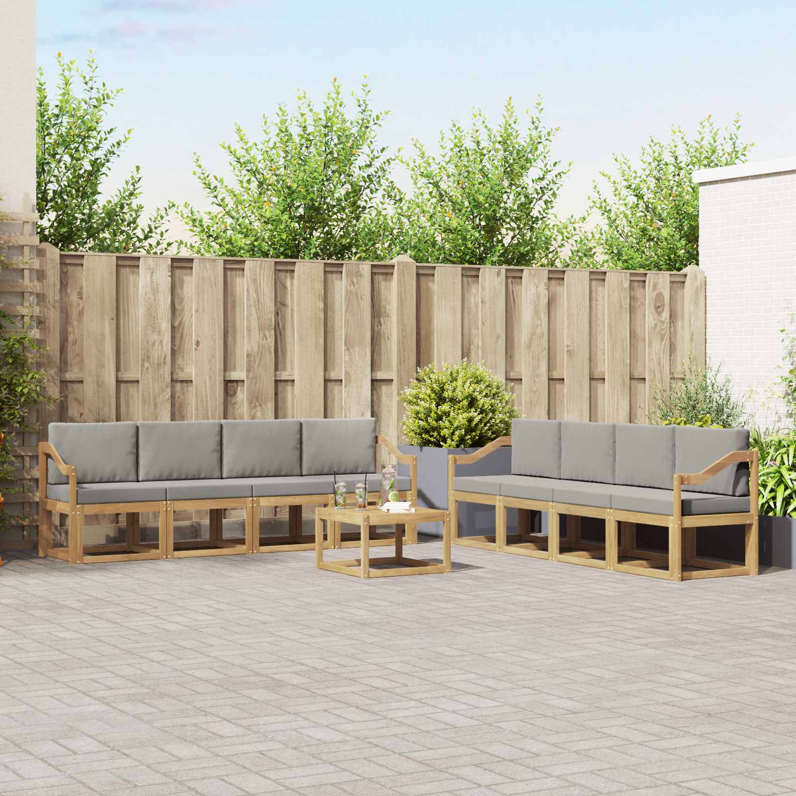 Set vanjskih sofa 9 pcs Bijela i svjetlosiva 59 x 59 x 37 cm