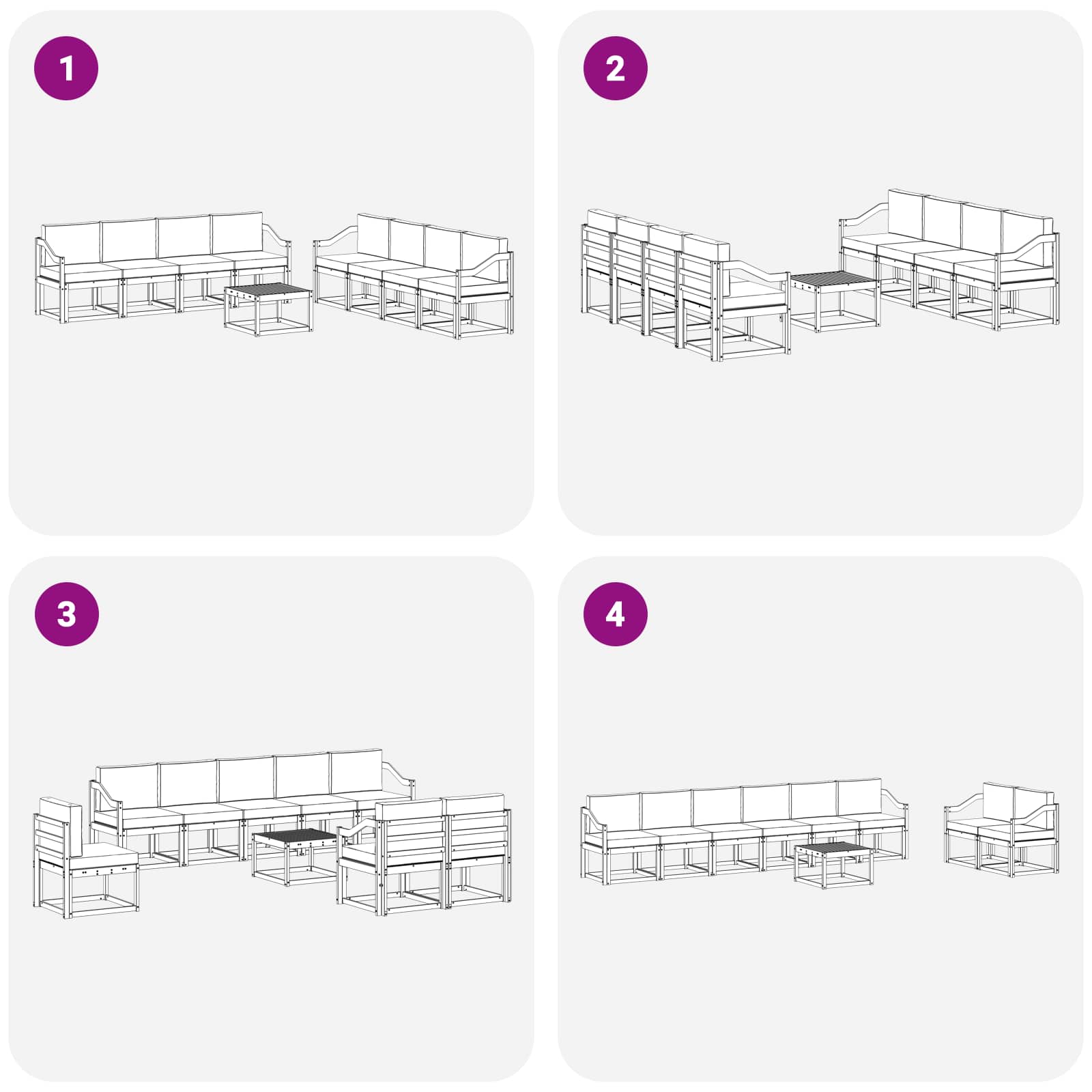 Set vanjskih sofa s jastukom 9 pcs Bijela i antracit
