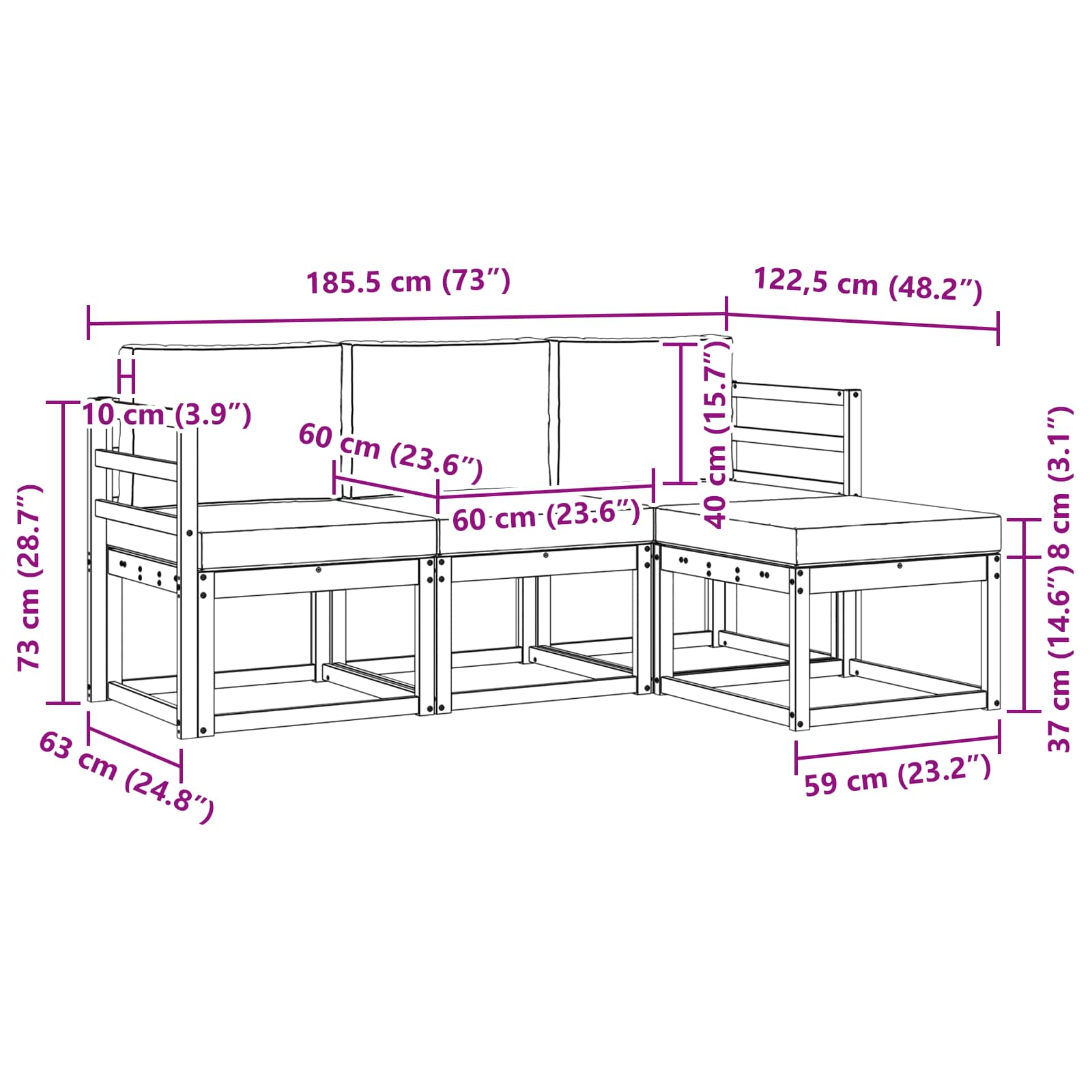 Set vanjskih sofa 4 kom.