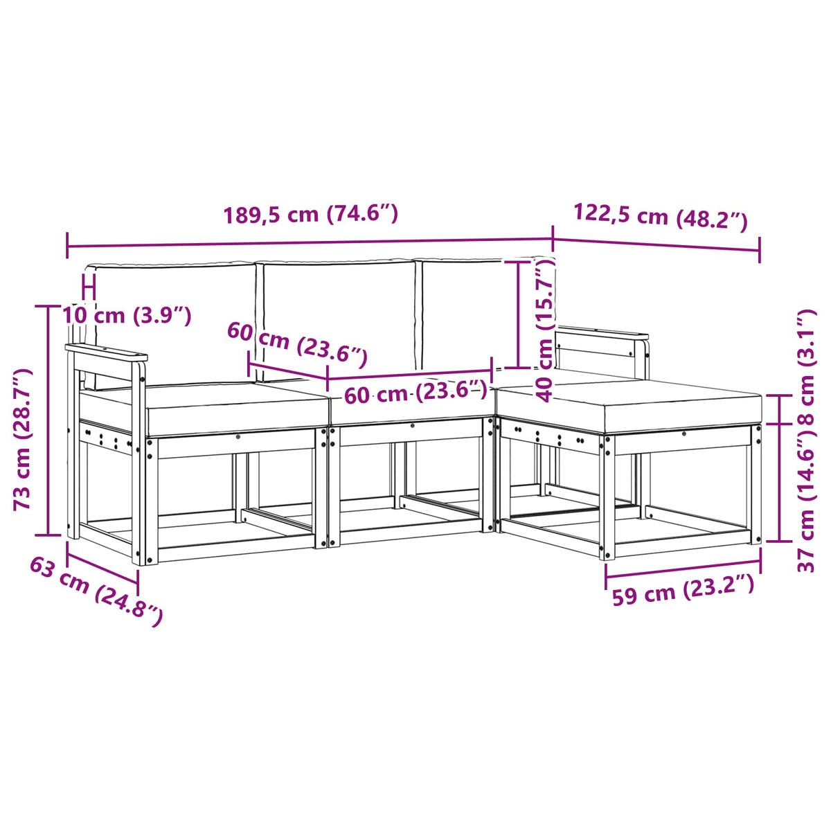 Set vanjskih sofa 4 kom.