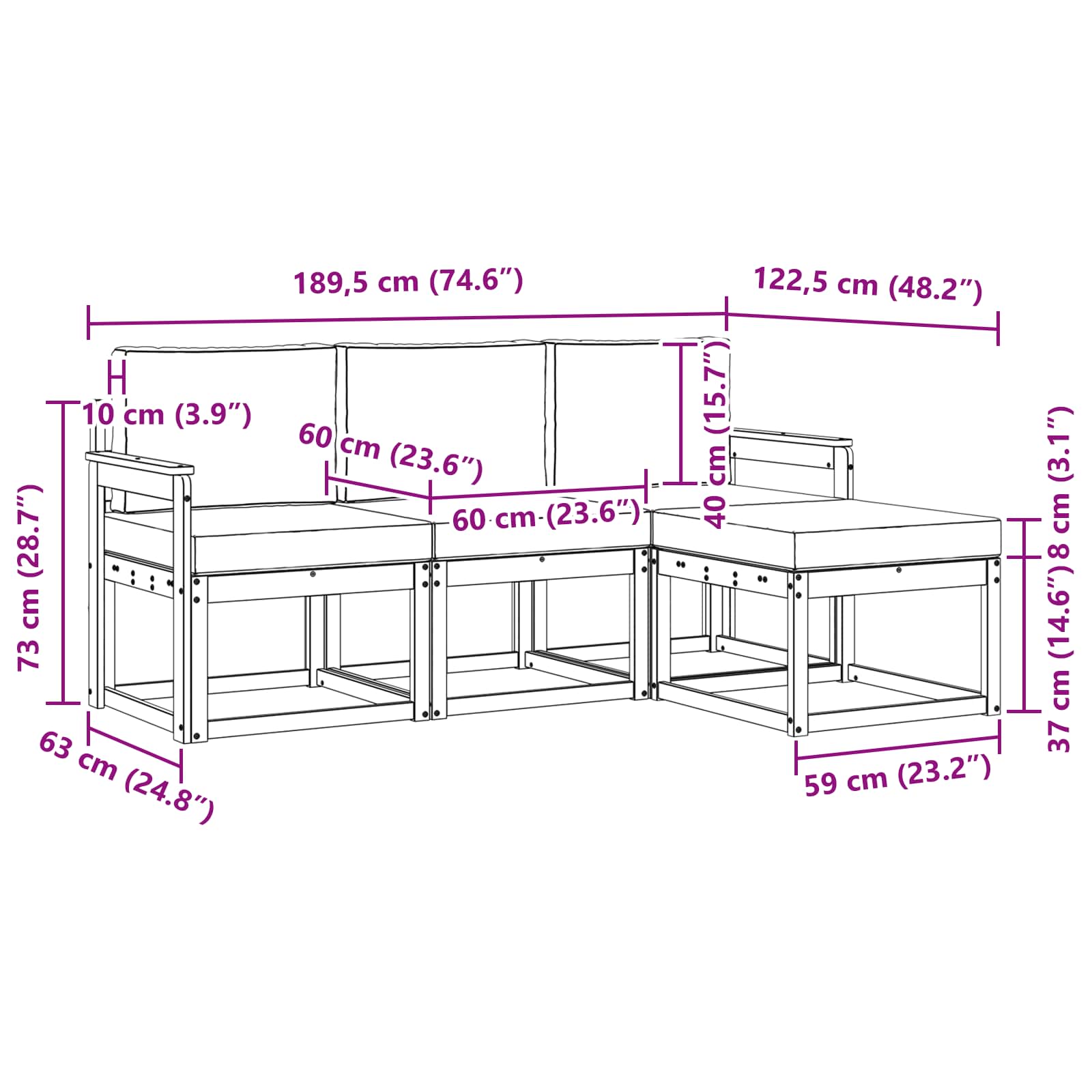 Set vanjskih sofa 4 kom.