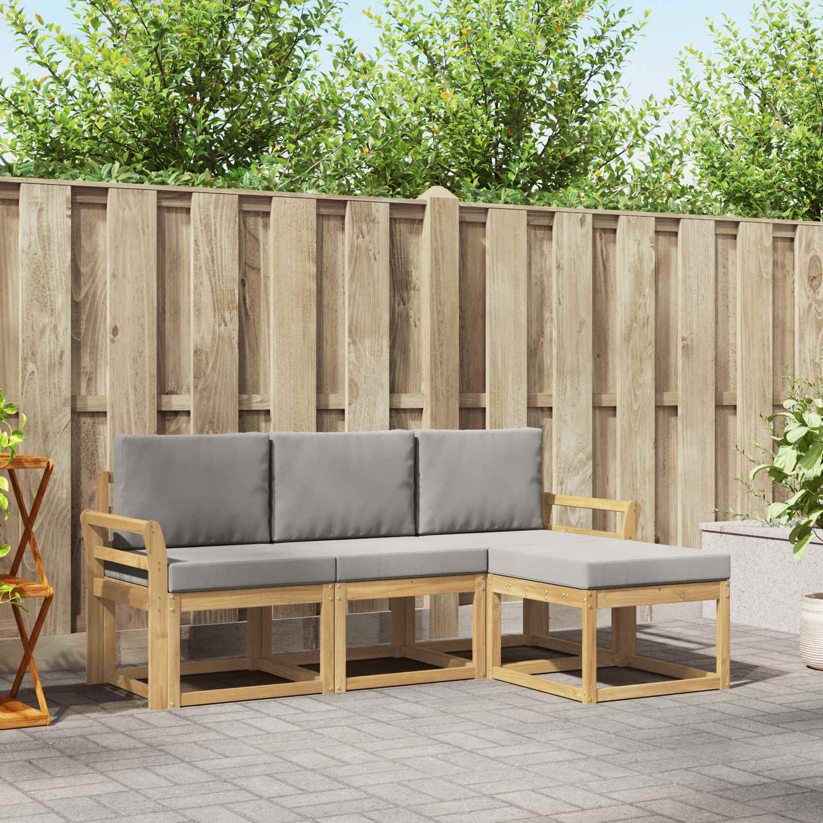 Set vanjskih sofa 4 pcs Bijela i svjetlosiva