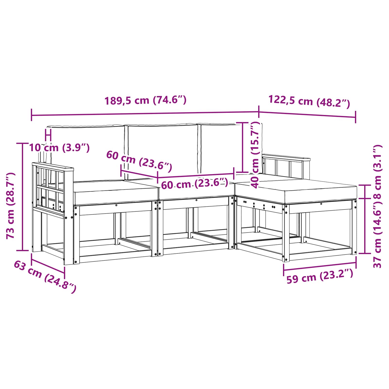 Set vanjskih sofa 4 kom.