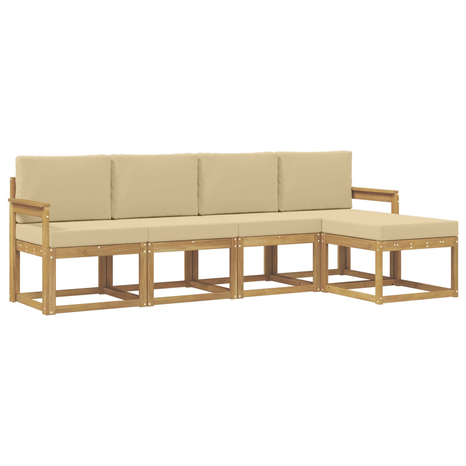 Set vanjskih sofa s jastukom 5 pcs Bijela i bež