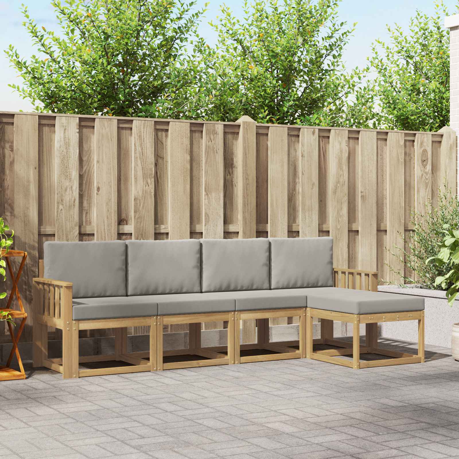 Set vanjskih sofa 5 pcs Bijela i svjetlosiva