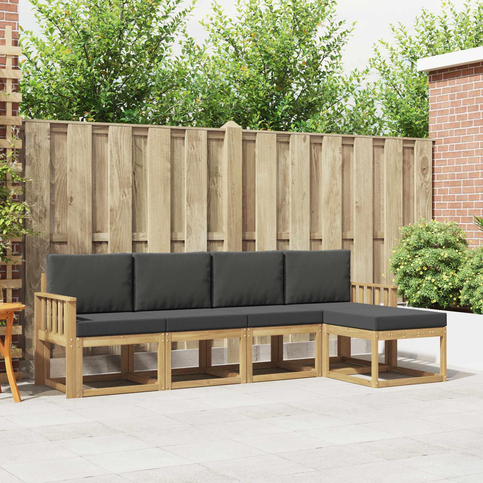 Set vanjskih sofa s jastukom 5 pcs Bijela i antracit