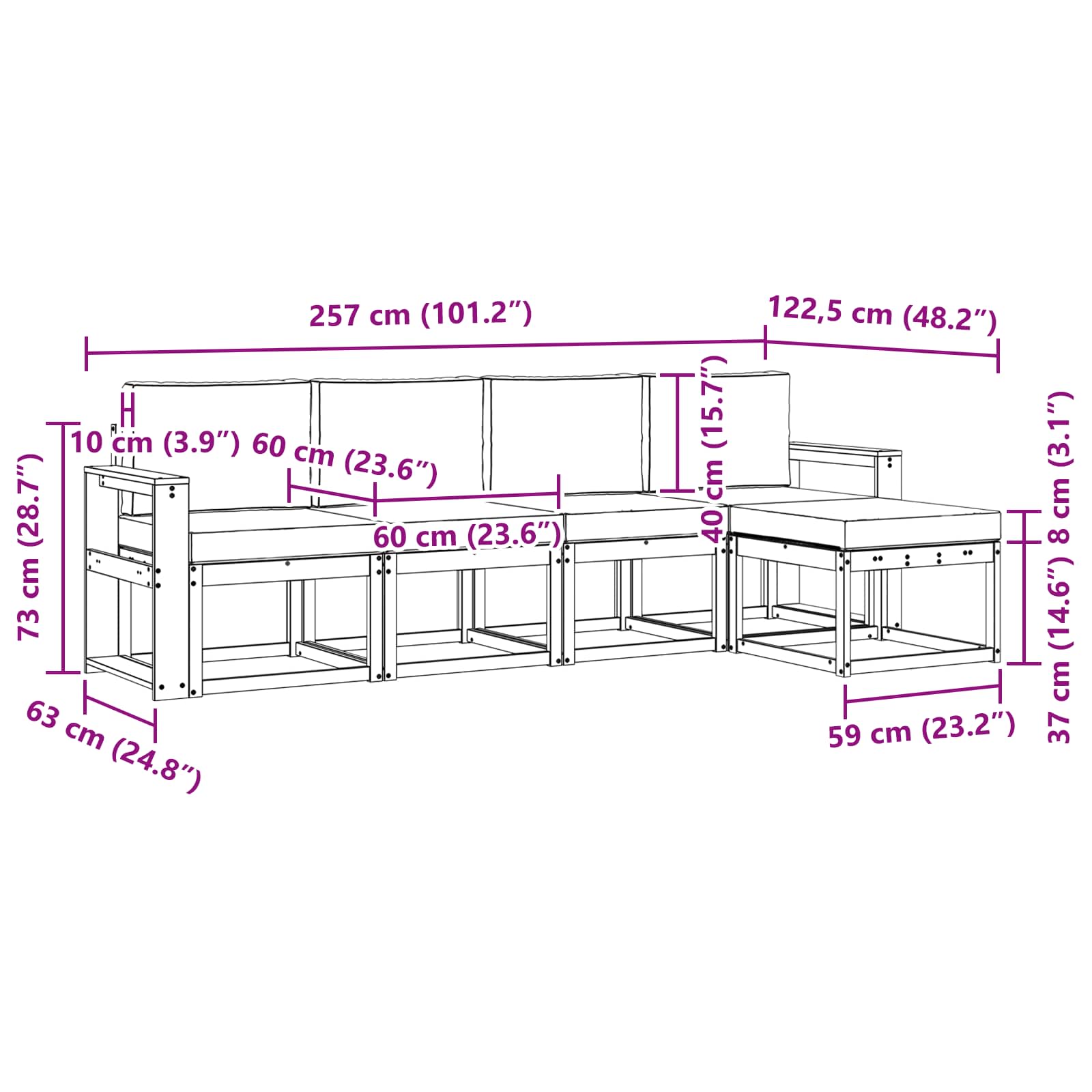 Set vanjskih sofa s jastukom 5 pcs Bijela i krem