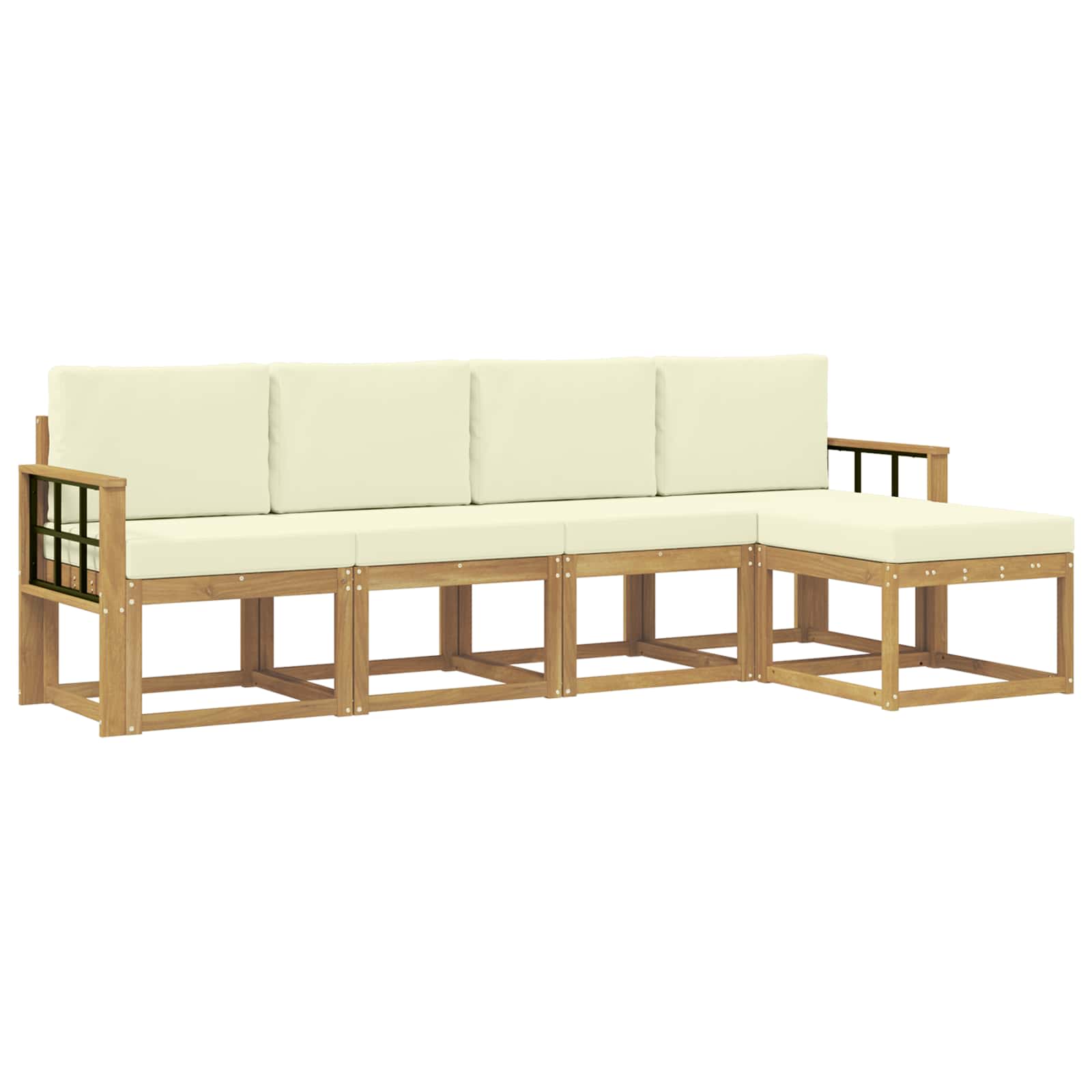 Set vanjskih sofa s jastukom 5 pcs Bijela i krem