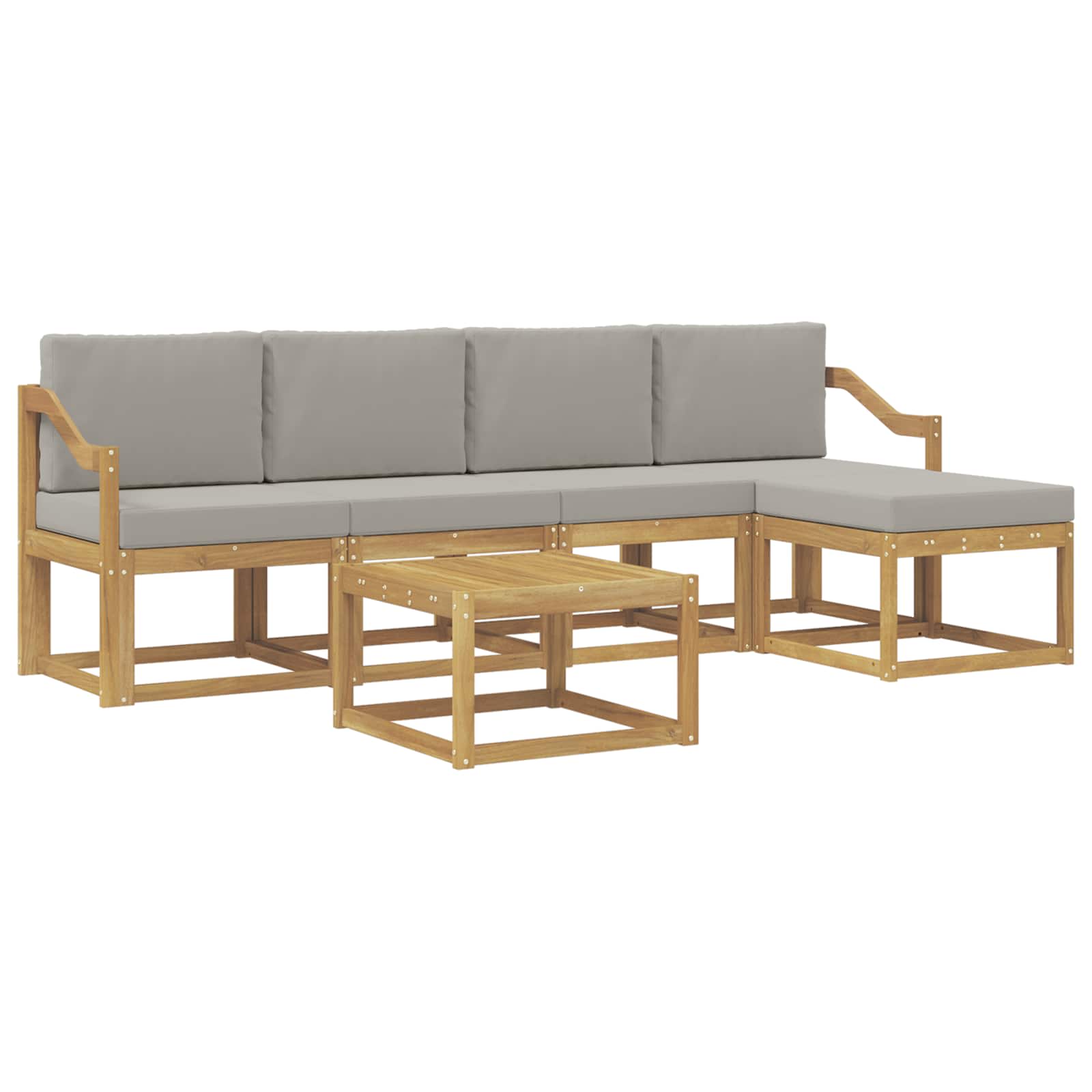 Set vanjskih sofa 6 kom. Bijela i svjetlosiva Poliester
