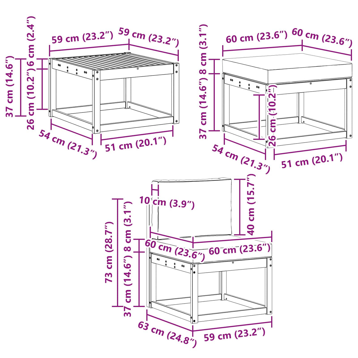 Set vanjskih sofa 6 kom. Bijela i svjetlosiva Poliester