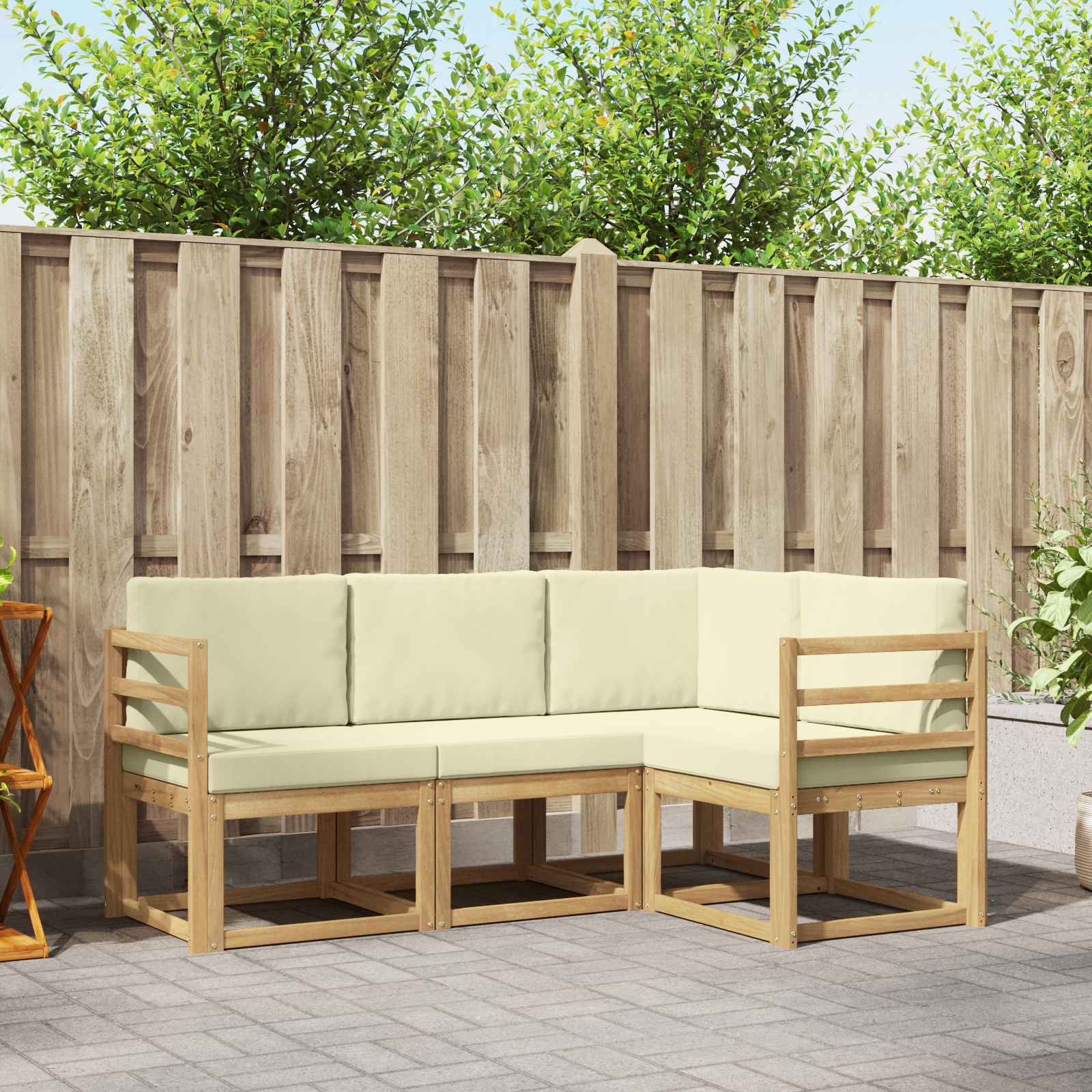 Set vanjskih sofa s jastukom 4 pcs Bijela i krem