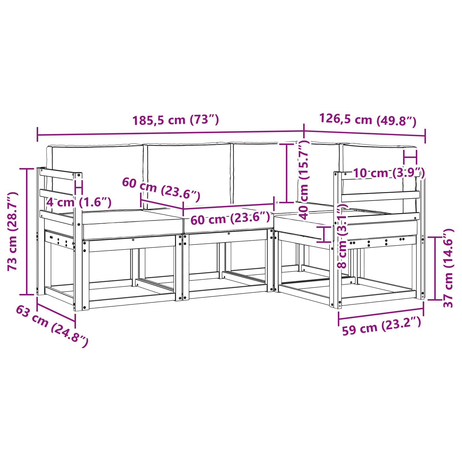 Set vanjskih sofa 4 pcs Bijela i svjetlosiva