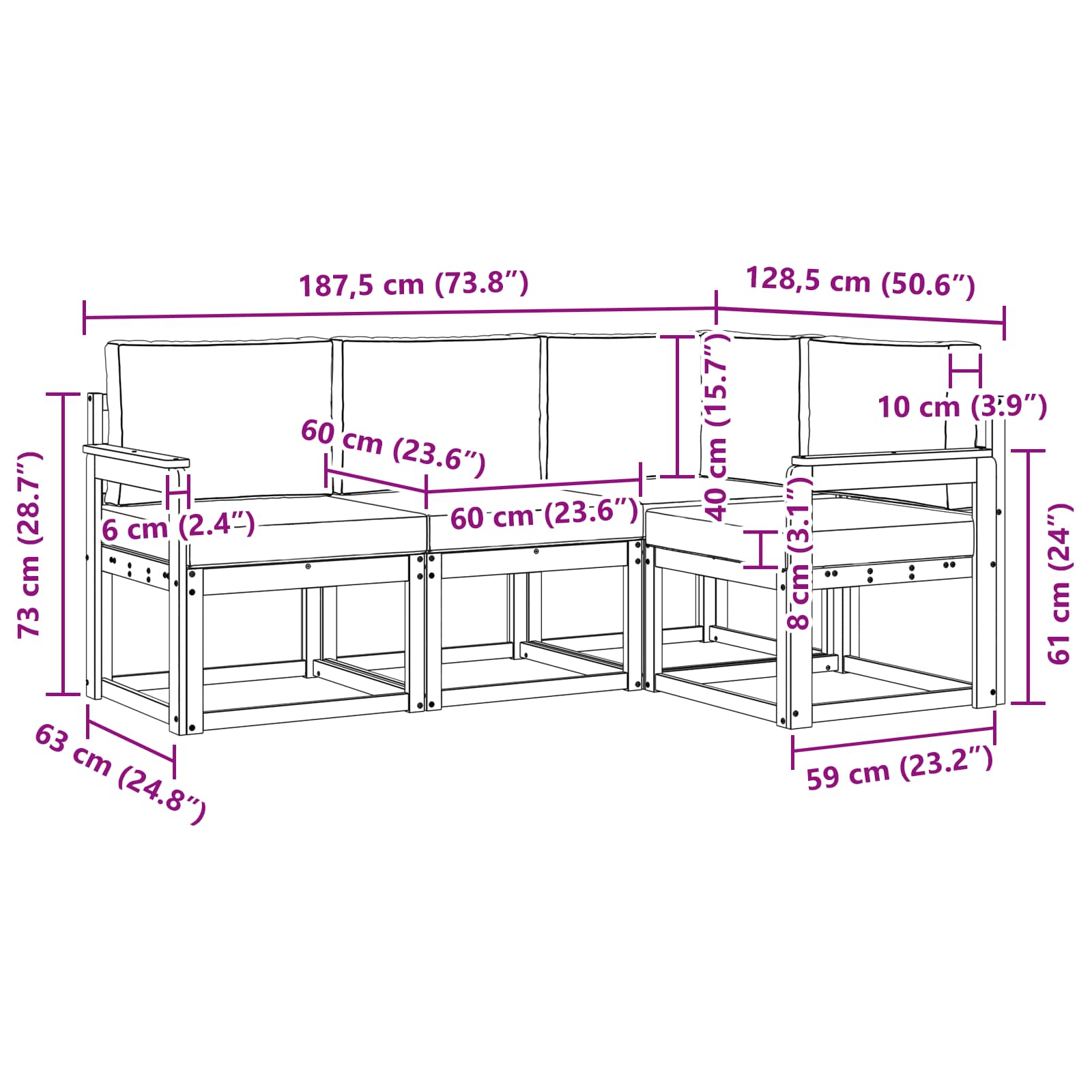 Set vanjskih sofa 4 pcs Bijela i svjetlosiva