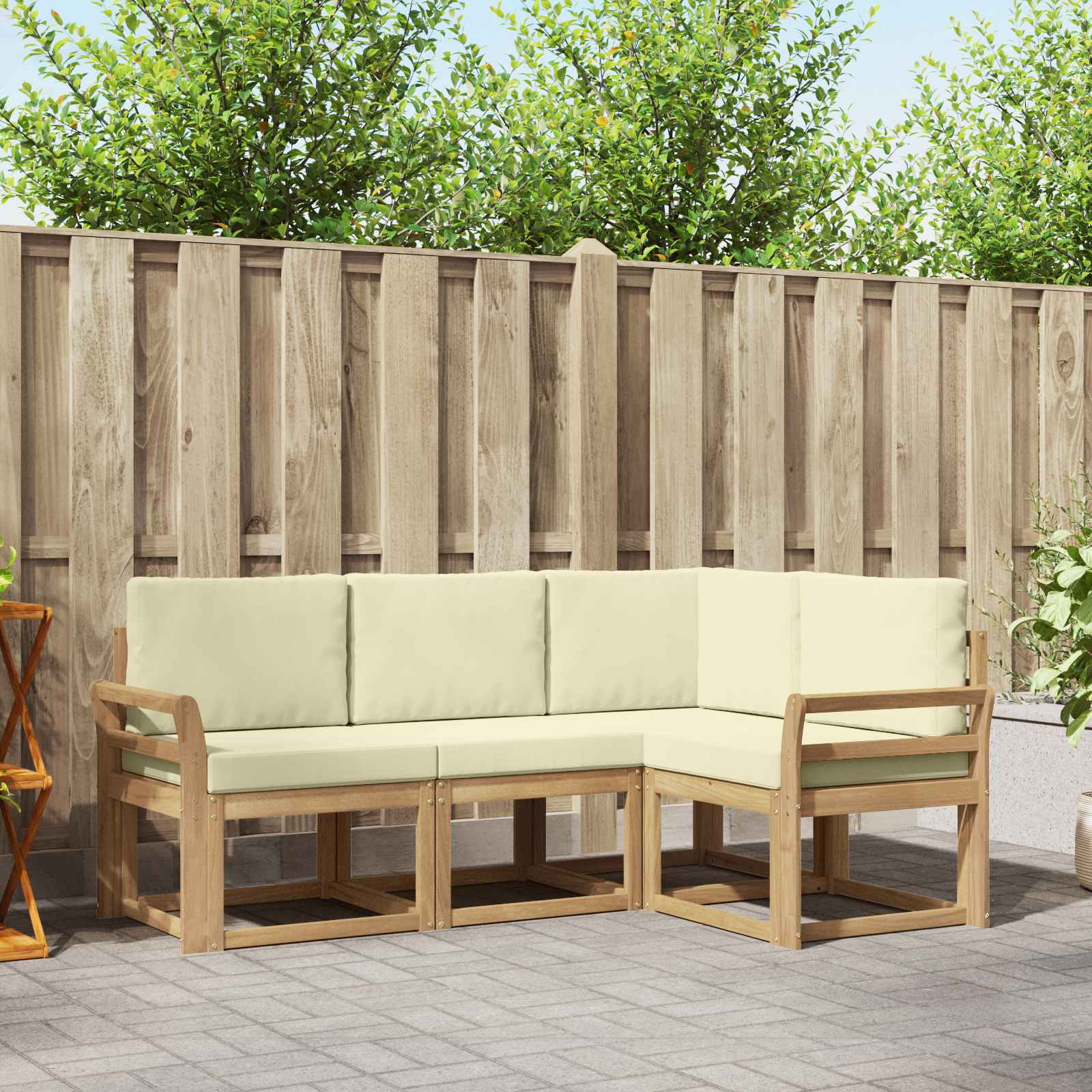 Set vanjskih sofa s jastukom 4 pcs Bijela i krem