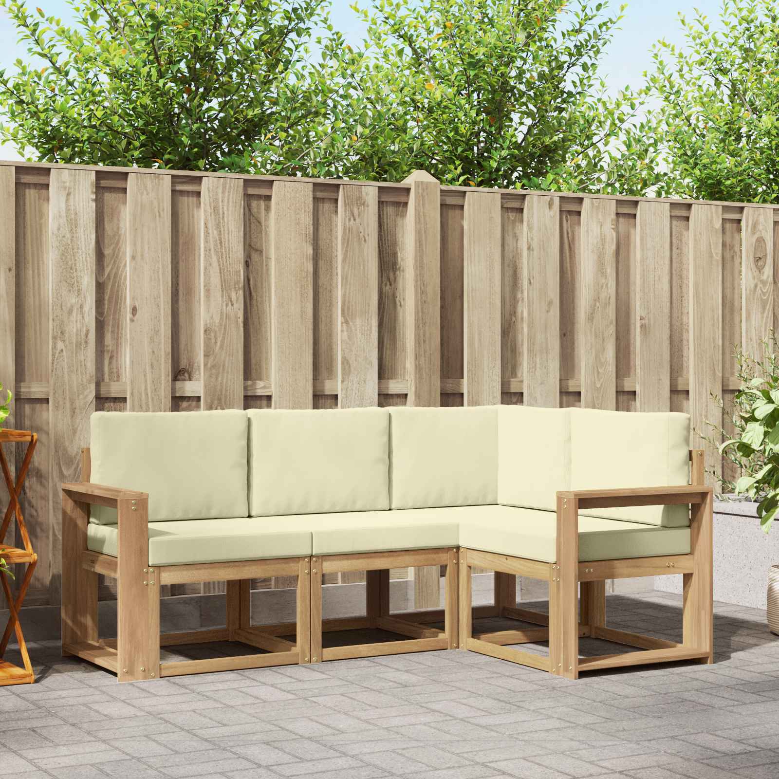 Set vanjskih sofa s jastukom 4 pcs Bijela i krem