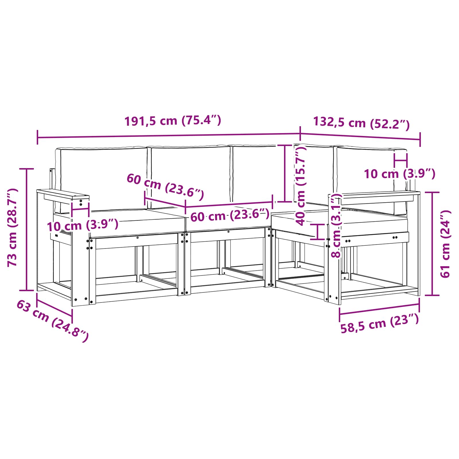 Set vanjskih sofa s jastukom 4 pcs Bijela i krem