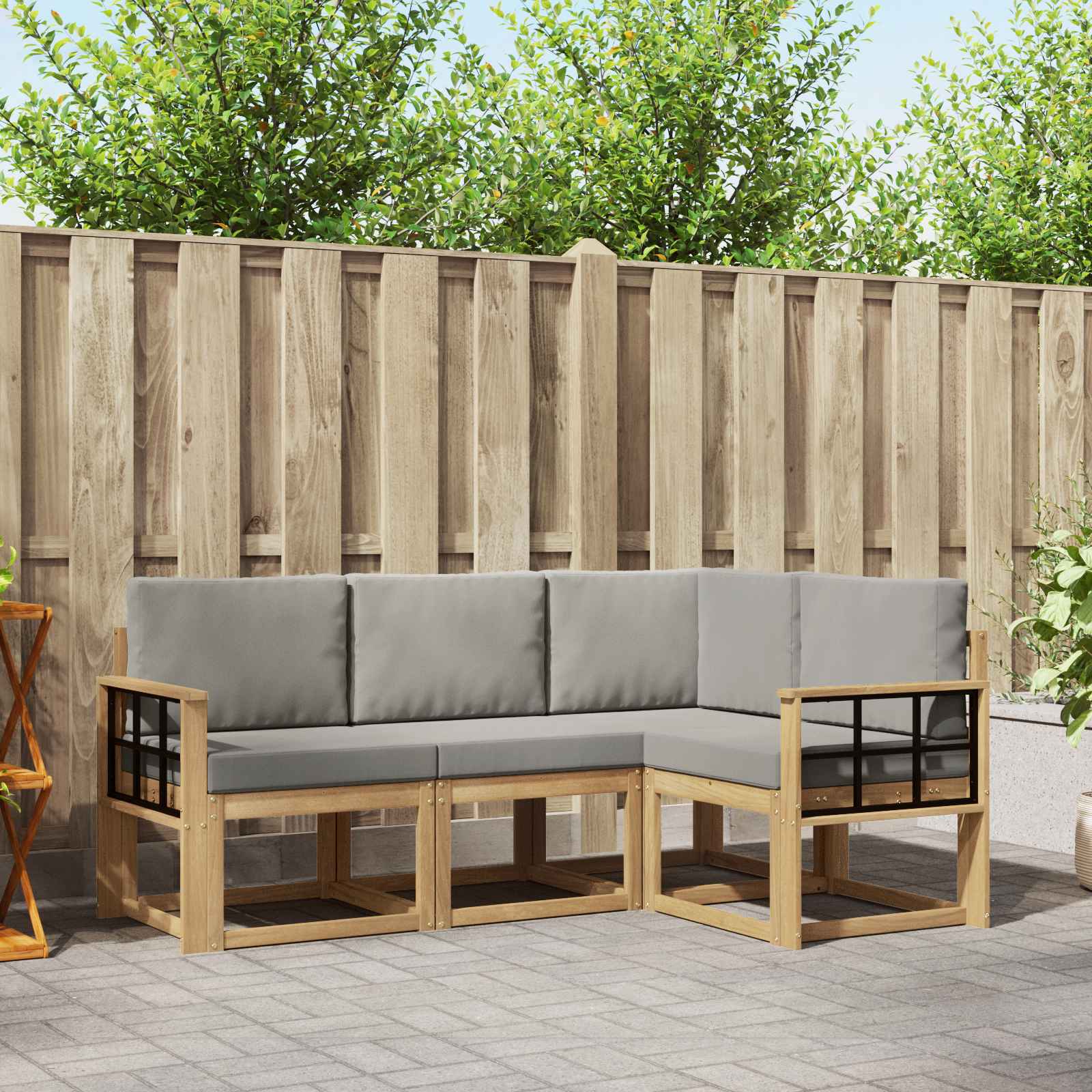 Set vanjskih sofa 4 pcs Bijela i svjetlosiva