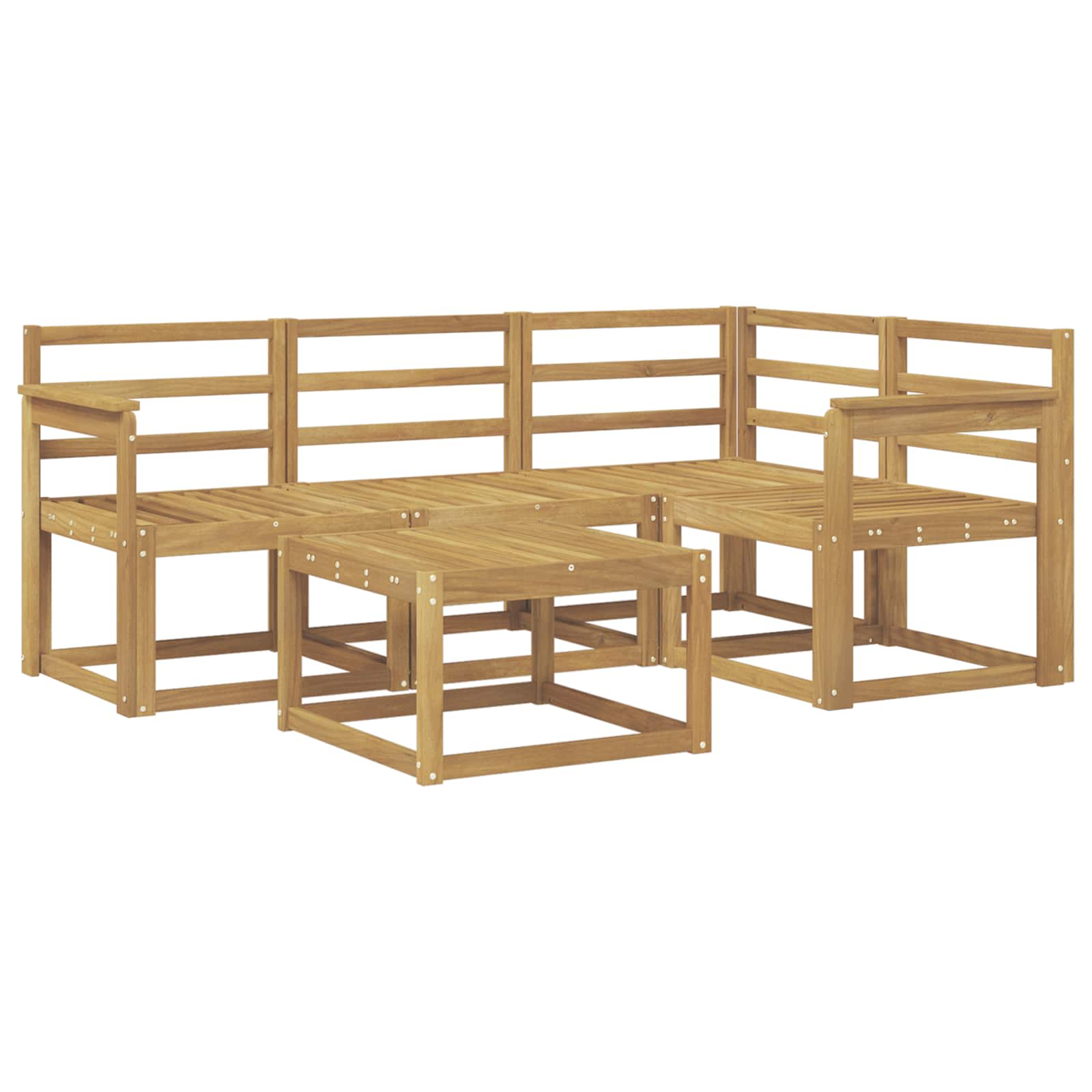 Set vanjskih sofa 5 kom. Bijela Čvrsto drvo akacije