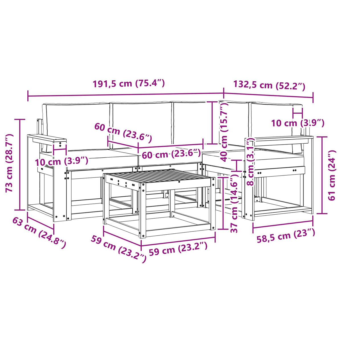 Set vanjskih sofa 5 kom. Bijela i svjetlosiva Poliester