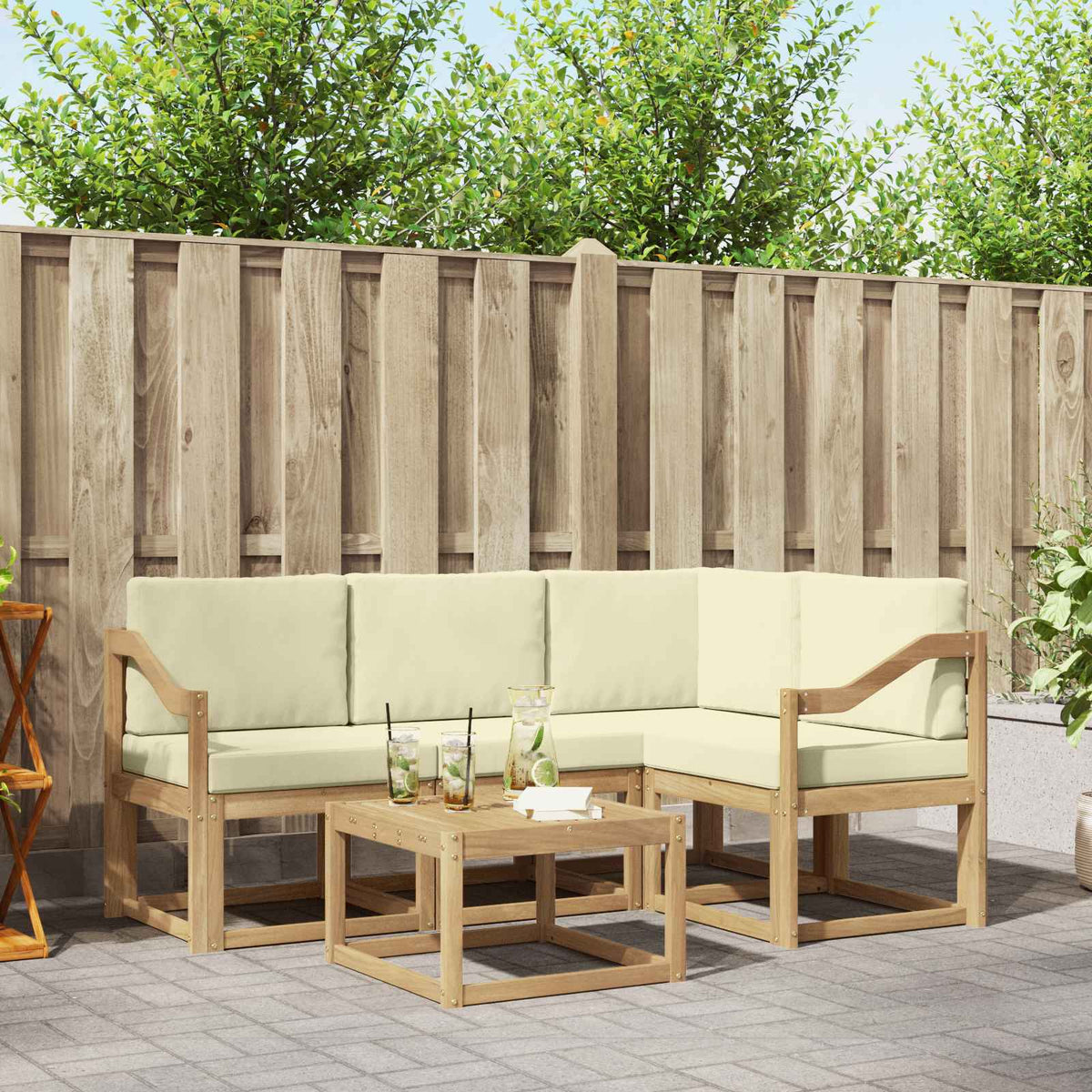 Set vanjskih sofa 5 kom. Bijela i krem