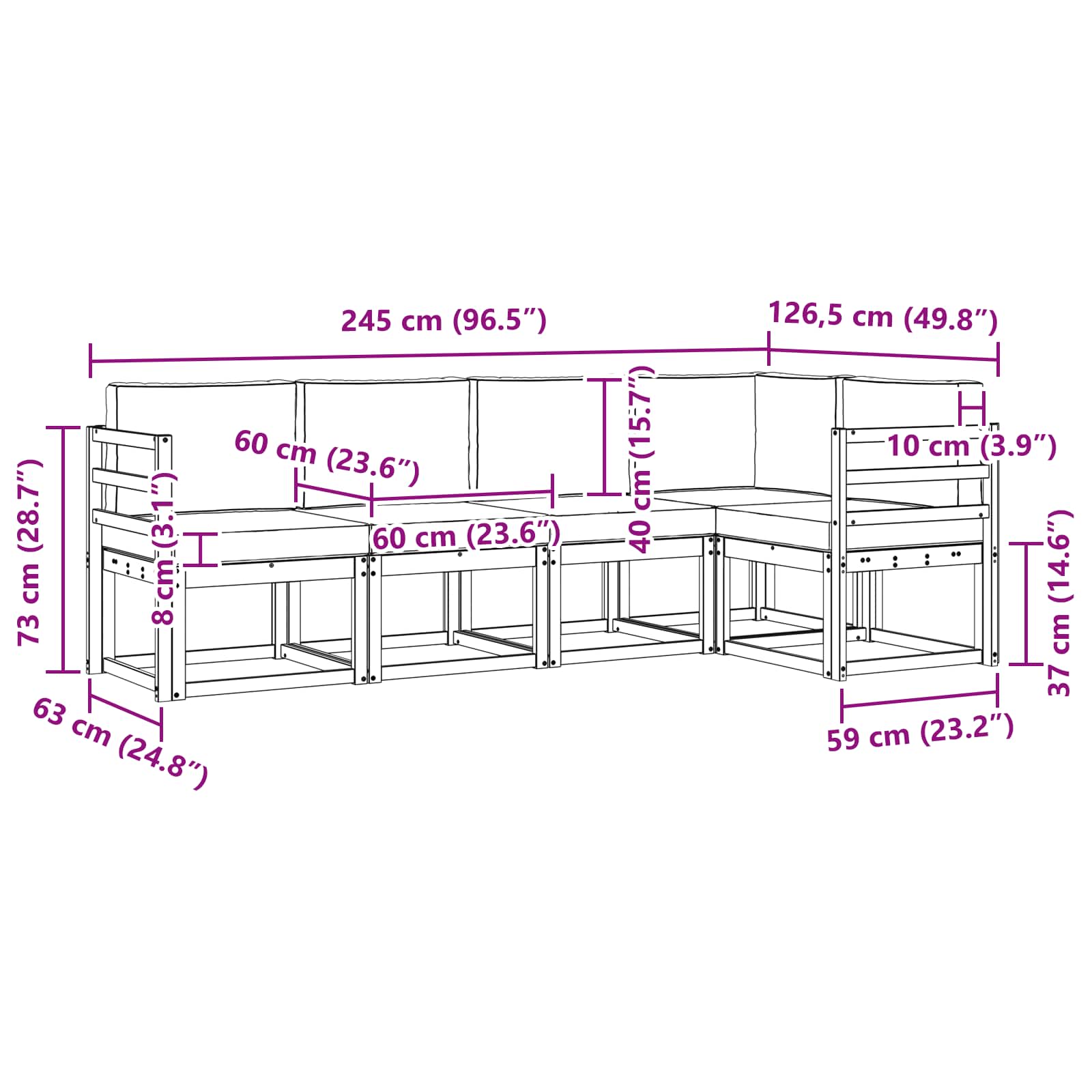 Set vanjskih sofa s jastukom 5 pcs Bijela i krem