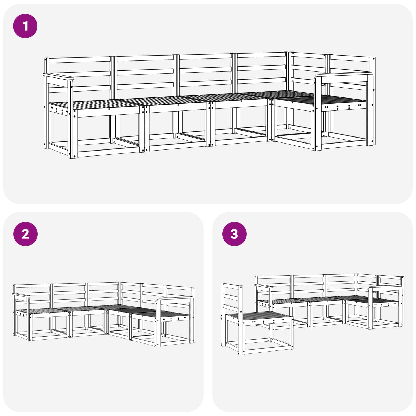 Set vanjskih sofa 5 pcs Bijela Čvrsto drvo akacije
