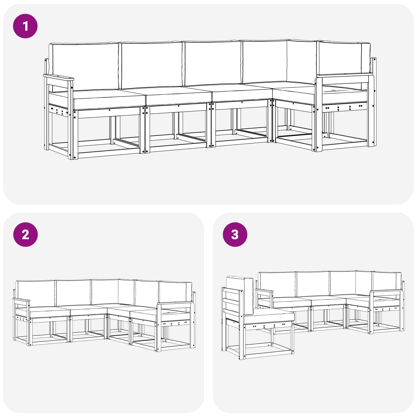 Set vanjskih sofa s jastukom 5 pcs Bijela i bež
