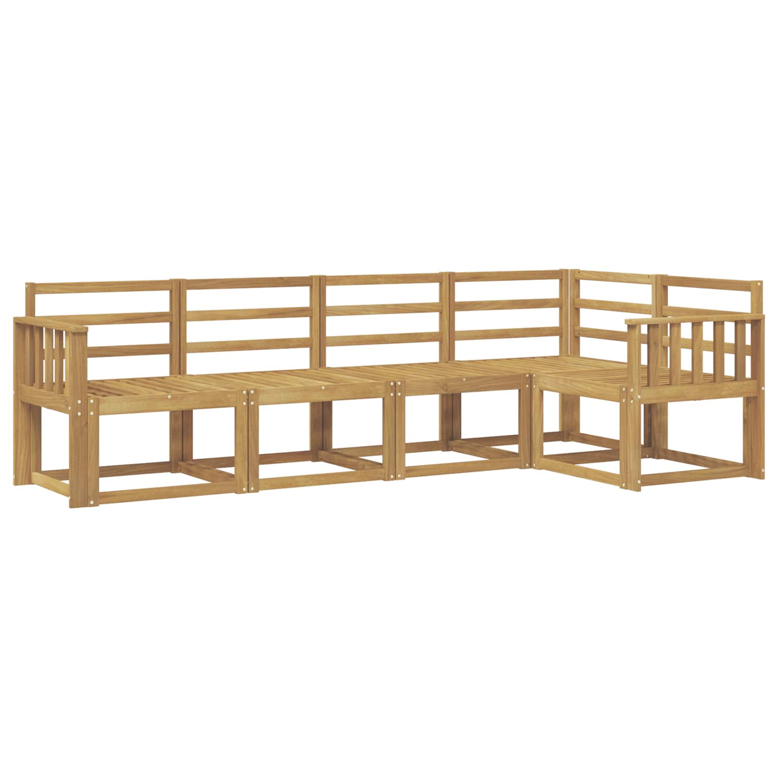 Set vanjskih sofa 5 pcs Bijela Čvrsto drvo akacije