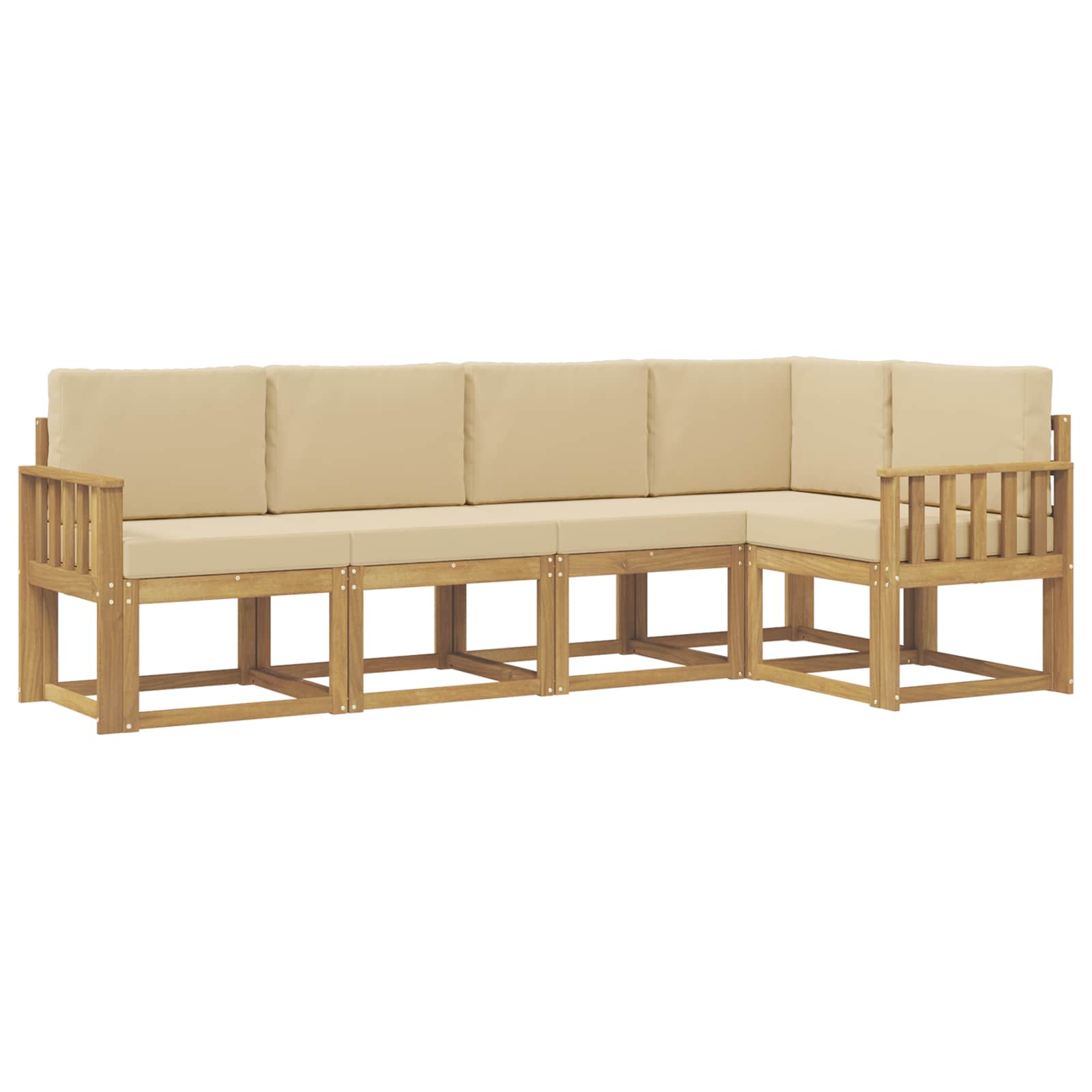 Set vanjskih sofa s jastukom 5 pcs Bijela i bež