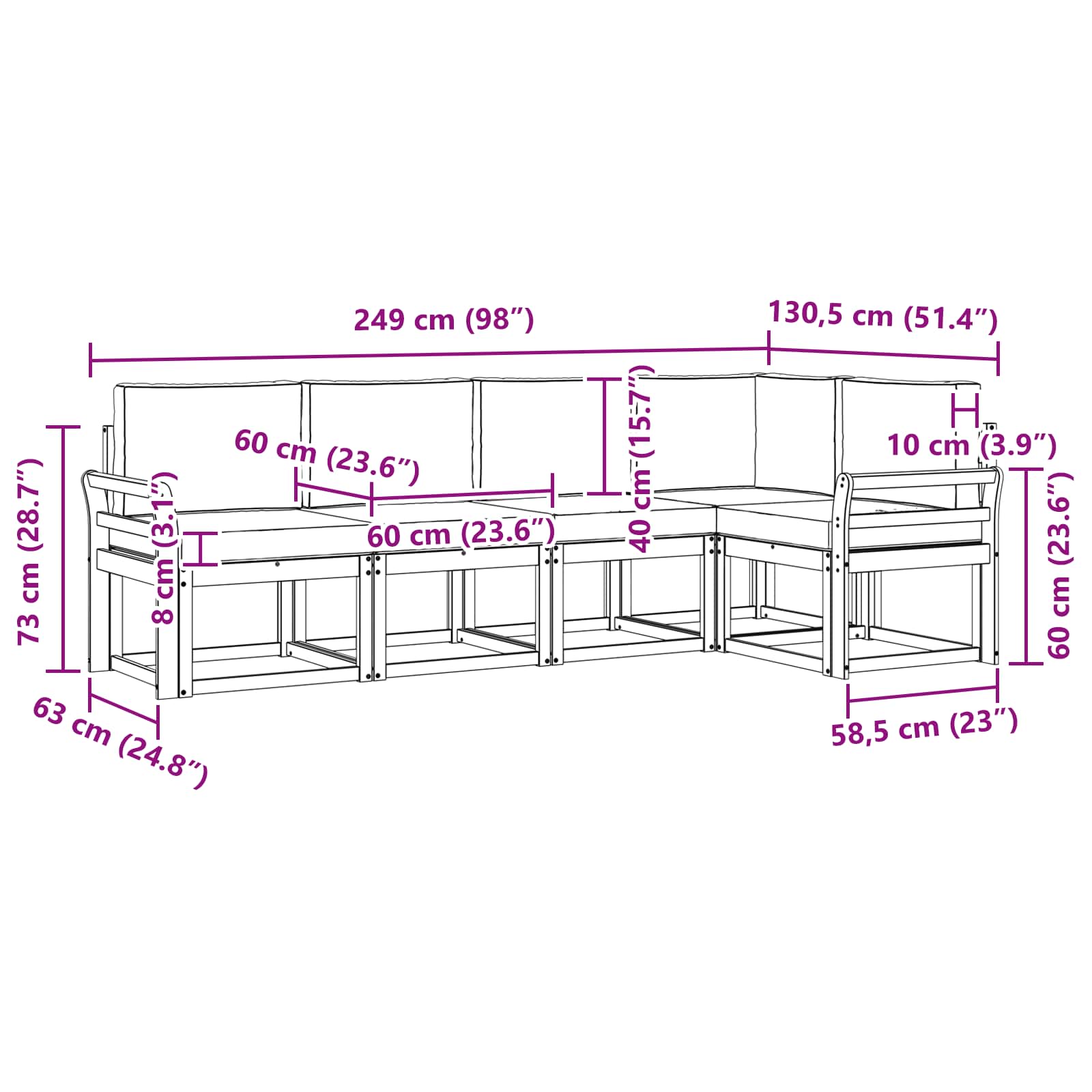 Set vanjskih sofa s jastukom 5 pcs Bijela i antracit