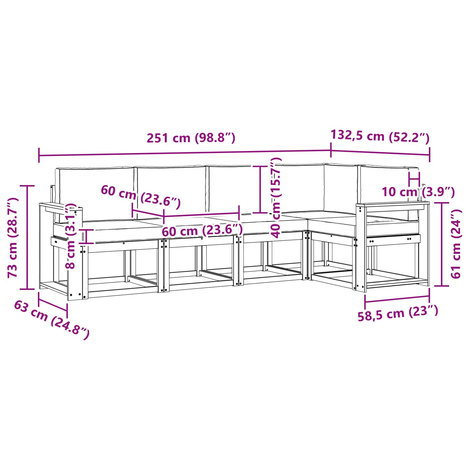 Set vanjskih sofa s jastukom 5 pcs Bijela i krem