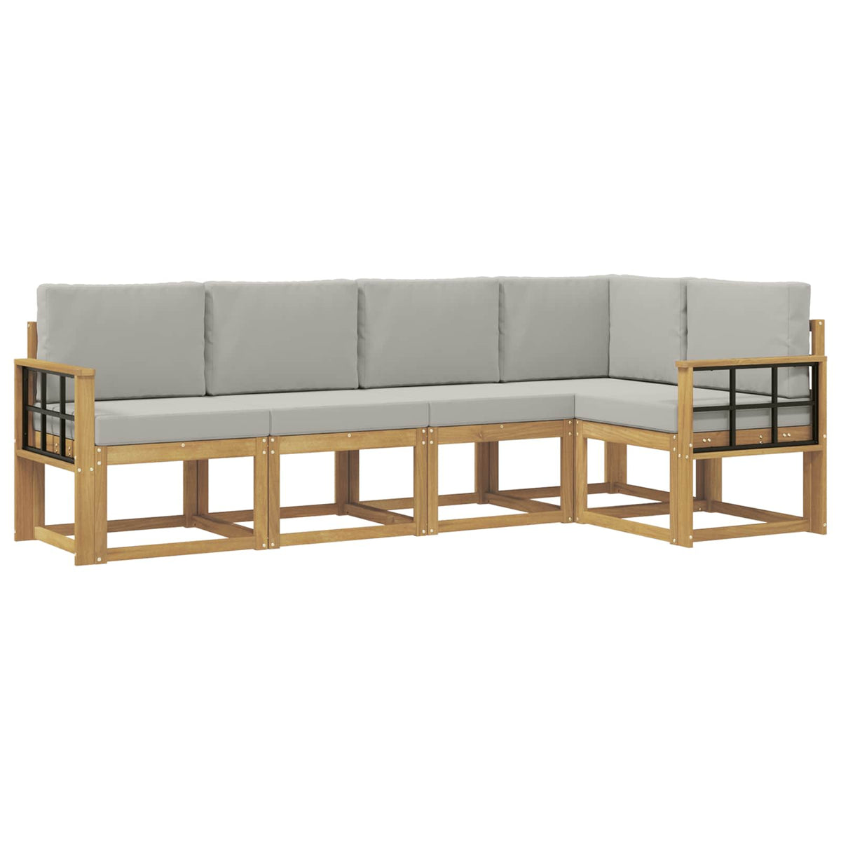 Set vanjskih sofa 5 kom. Bijela i svjetlosiva Smeđa 247 x 128,5 x 73 cm