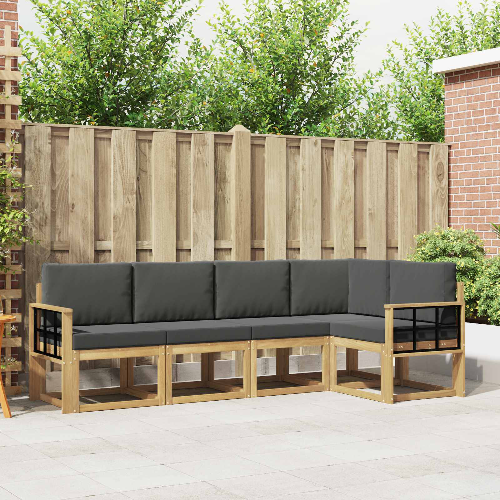 Set vanjskih sofa s jastukom 5 pcs Bijela i antracit