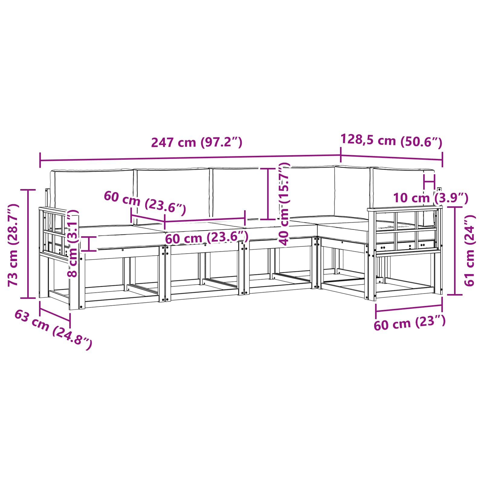 Set vanjskih sofa s jastukom 5 pcs Bijela i antracit